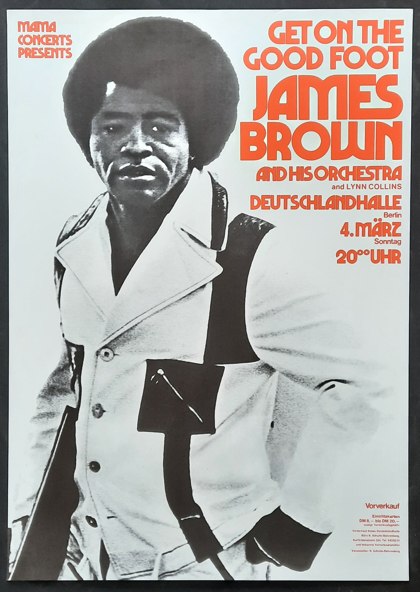 JAMES BROWN 1973 Concert Poster Mar. 4th, Berlin Germany 1st print