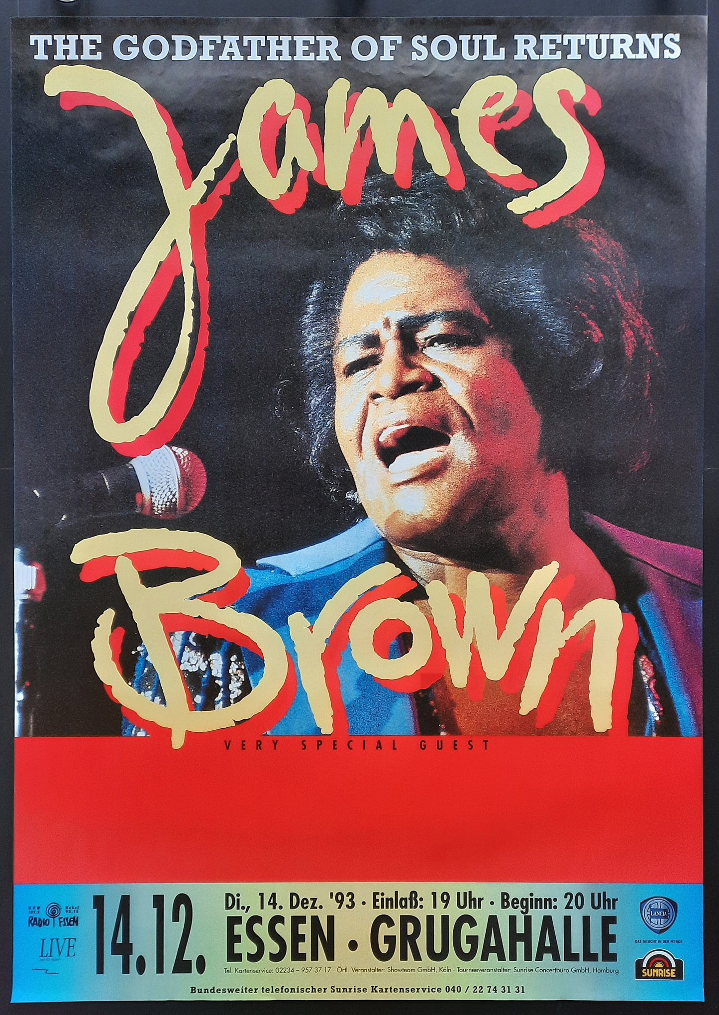 JAMES BROWN 1993 Concert Poster Essen Germany 1st print! SUBWAY POSTER!