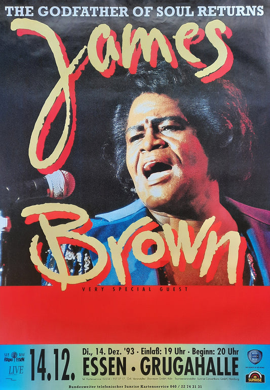 JAMES BROWN 1993 Concert Poster Essen Germany 1st print! SUBWAY POSTER!