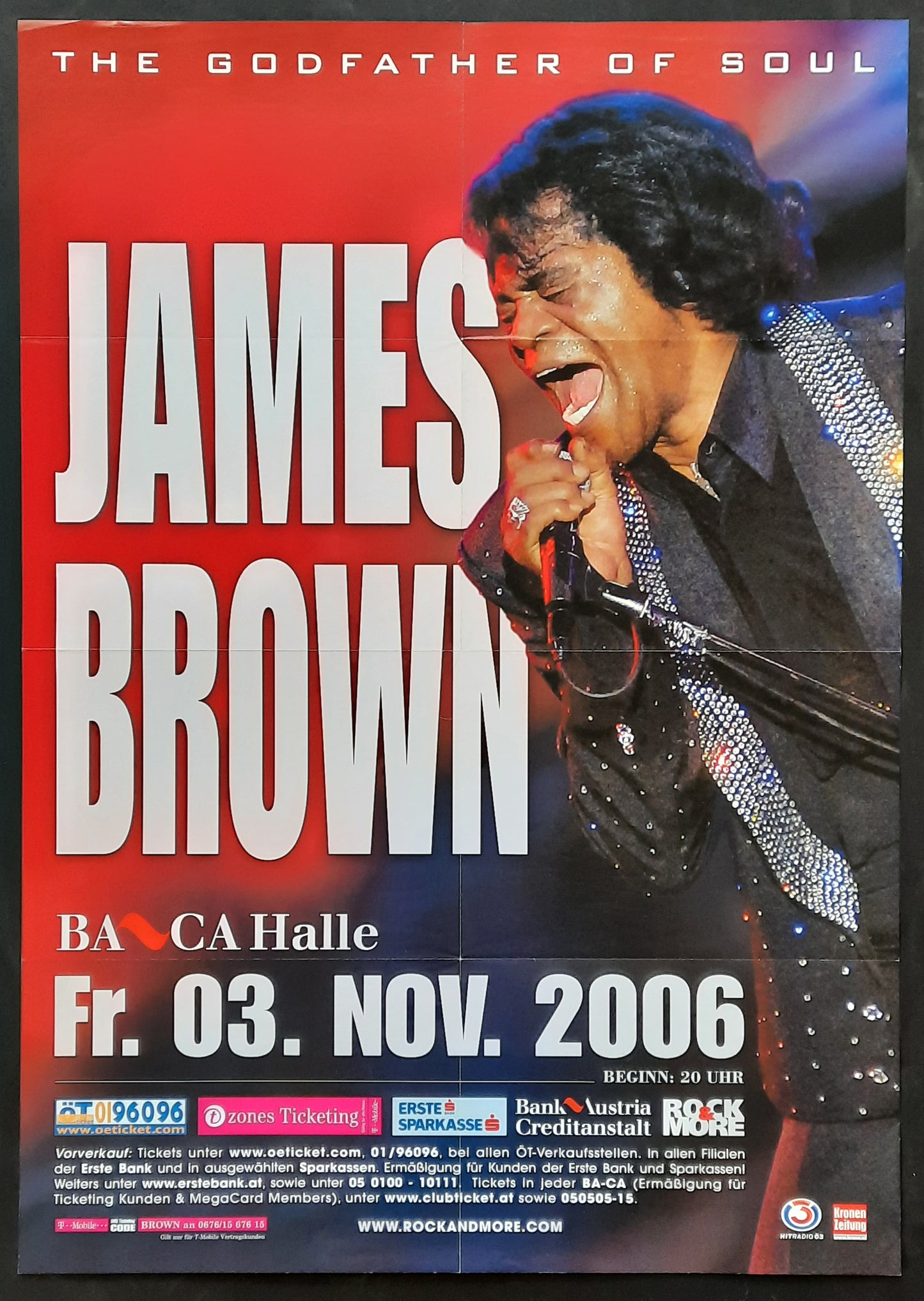 JAMES BROWN 2006 Concert Poster Nov 3rd Vienna Austria 1st print