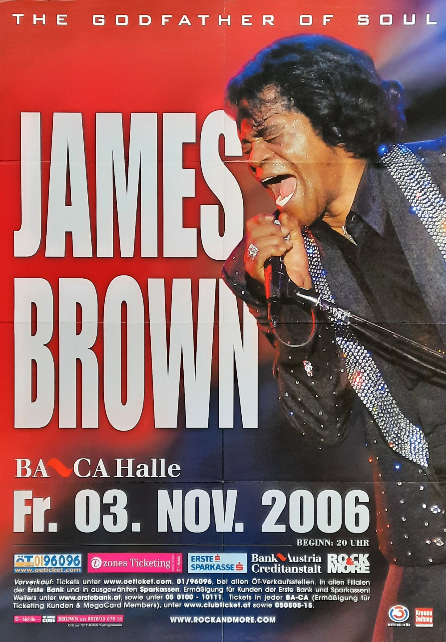 JAMES BROWN 2006 Concert Poster Nov 3rd Vienna Austria 1st print