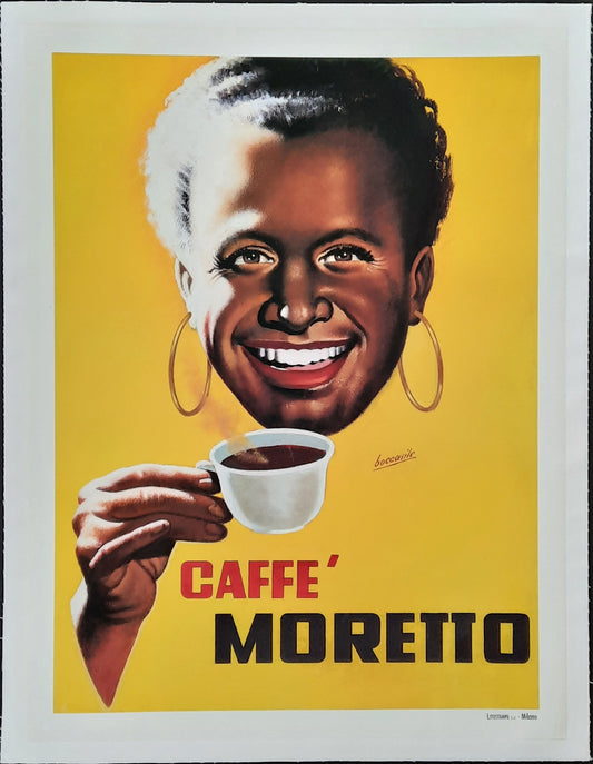 CAFFÉ MORETTO Original Advertising Poster by Gino Boccasile, Italy 1950. Linen backed!