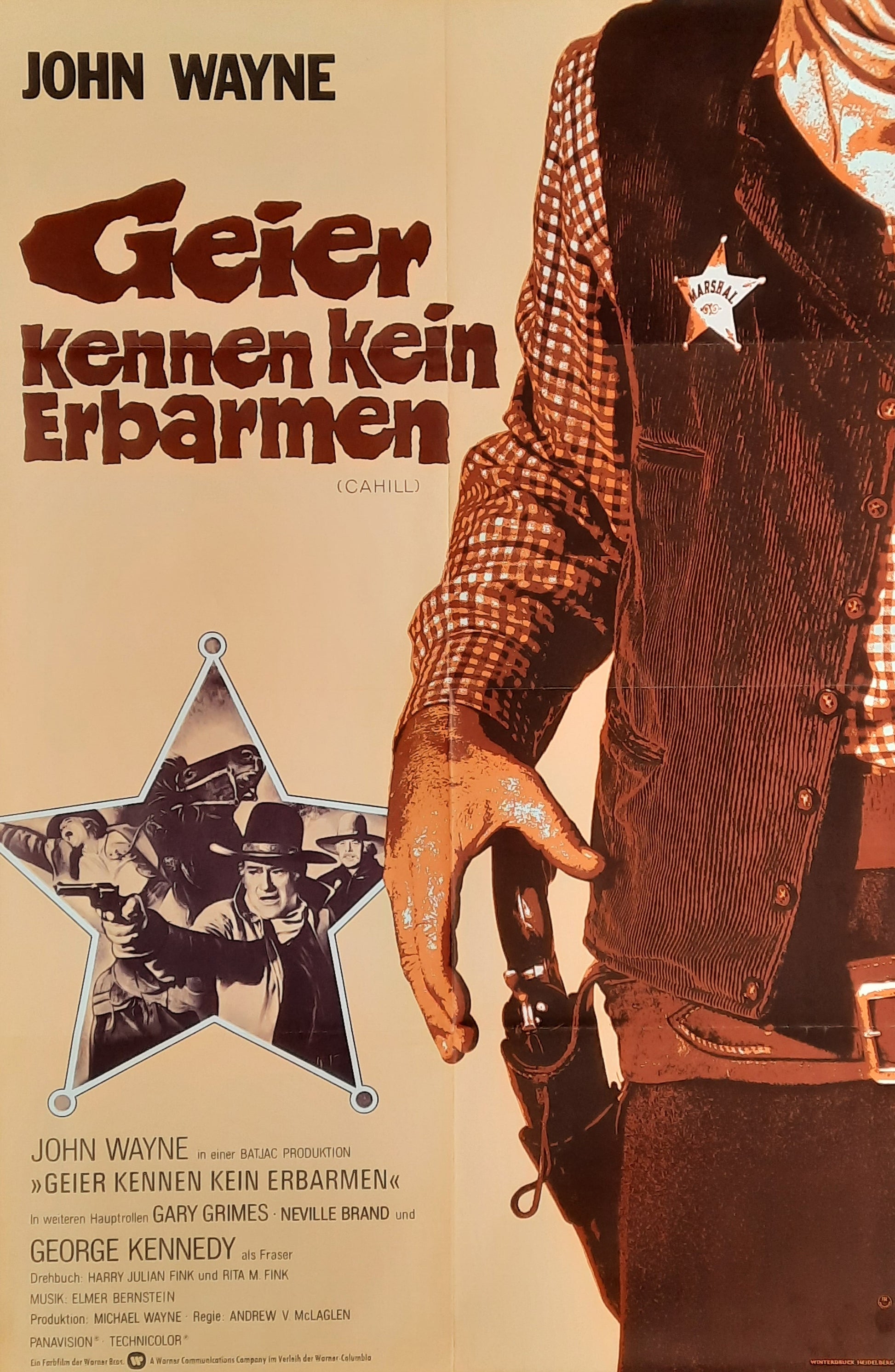 CAHILL - U.S. MARSHALL Original Movie Poster 1973 John Wayne German 1-Sheet