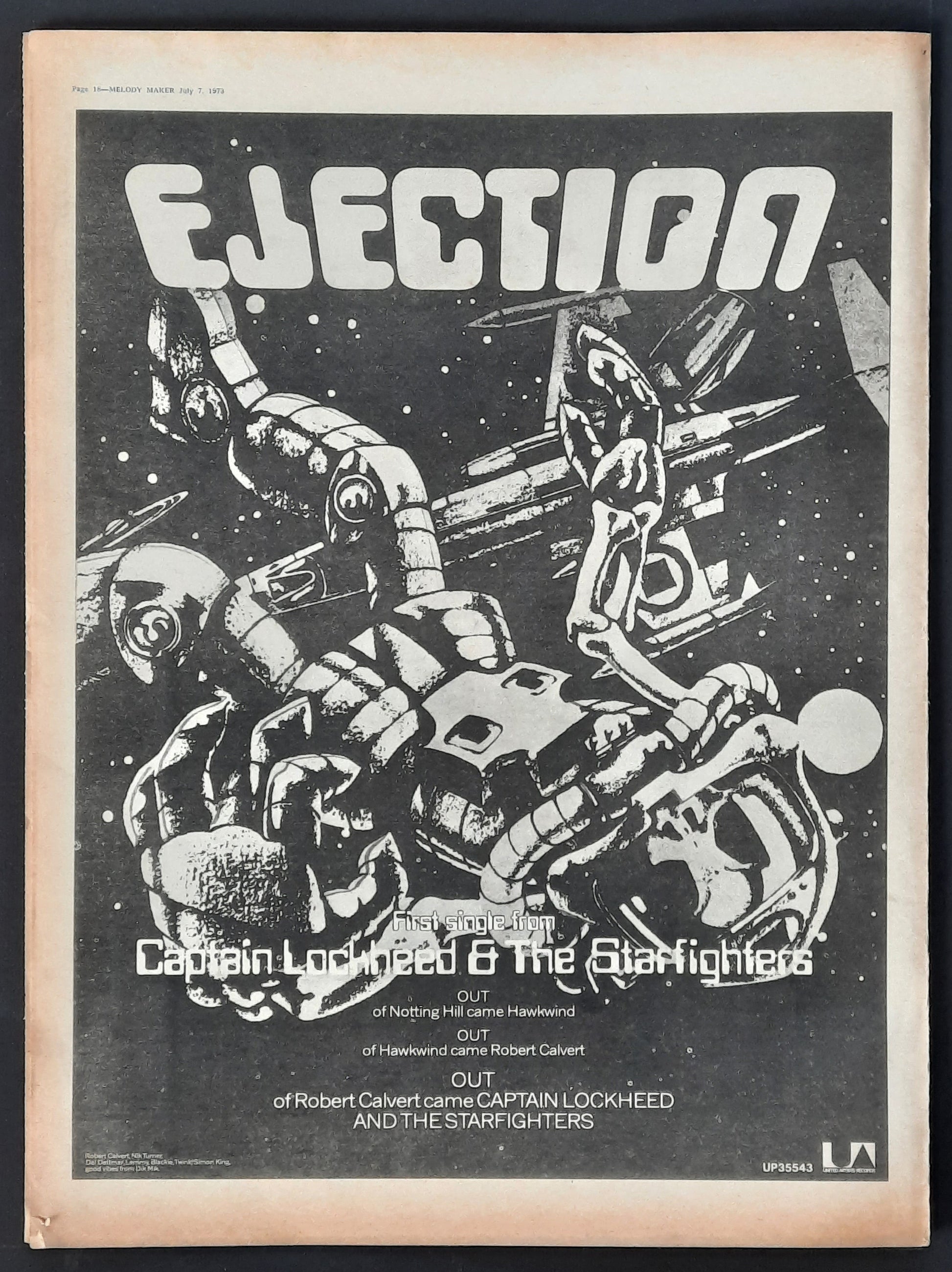 CAPTAIN LOCKHEED Original Press Ad/Poster - 1973 Single "Ejection" 1