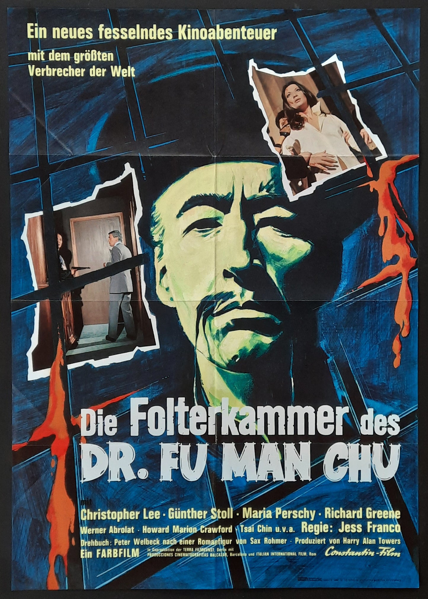 CASTLE OF FU MAN CHU Original Movie Poster 1969 Christopher lee German 1-Sheet Poster