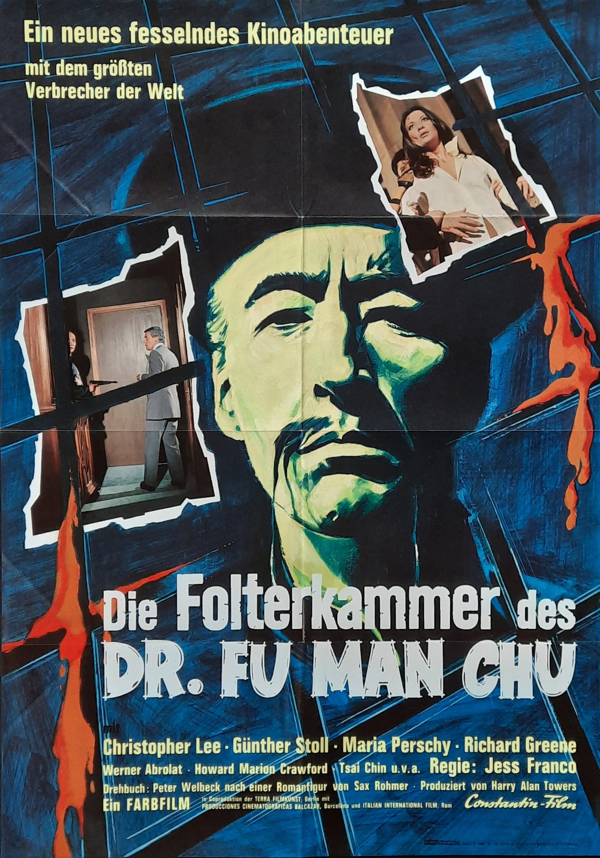 CASTLE OF FU MAN CHU Original Movie Poster 1969 Christopher lee German 1-Sheet Poster