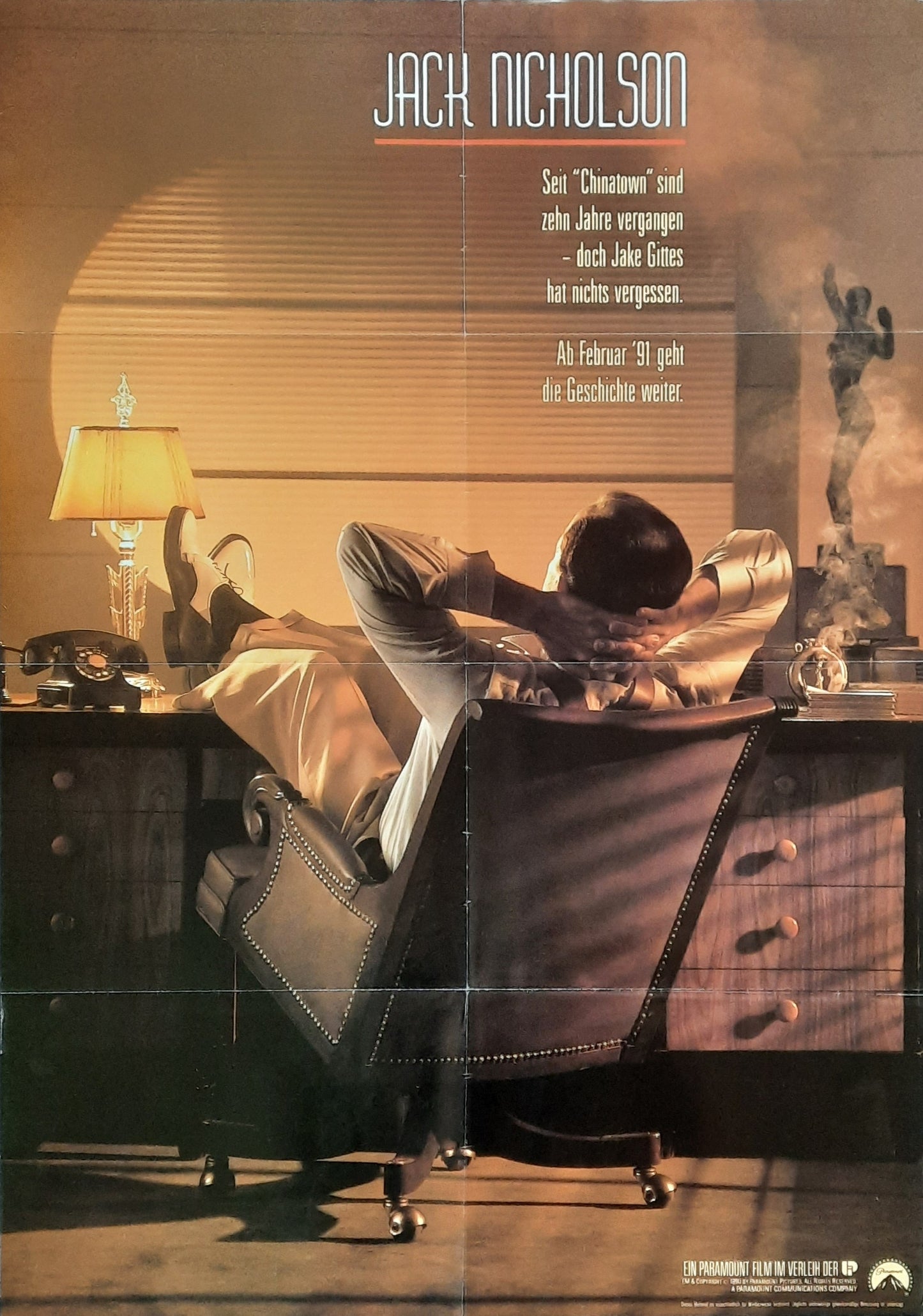 CHINATOWN 2 - THE TWO JAKES Original Movie Teaser Poster 1990 Jack Nicholson German 1-Sheet