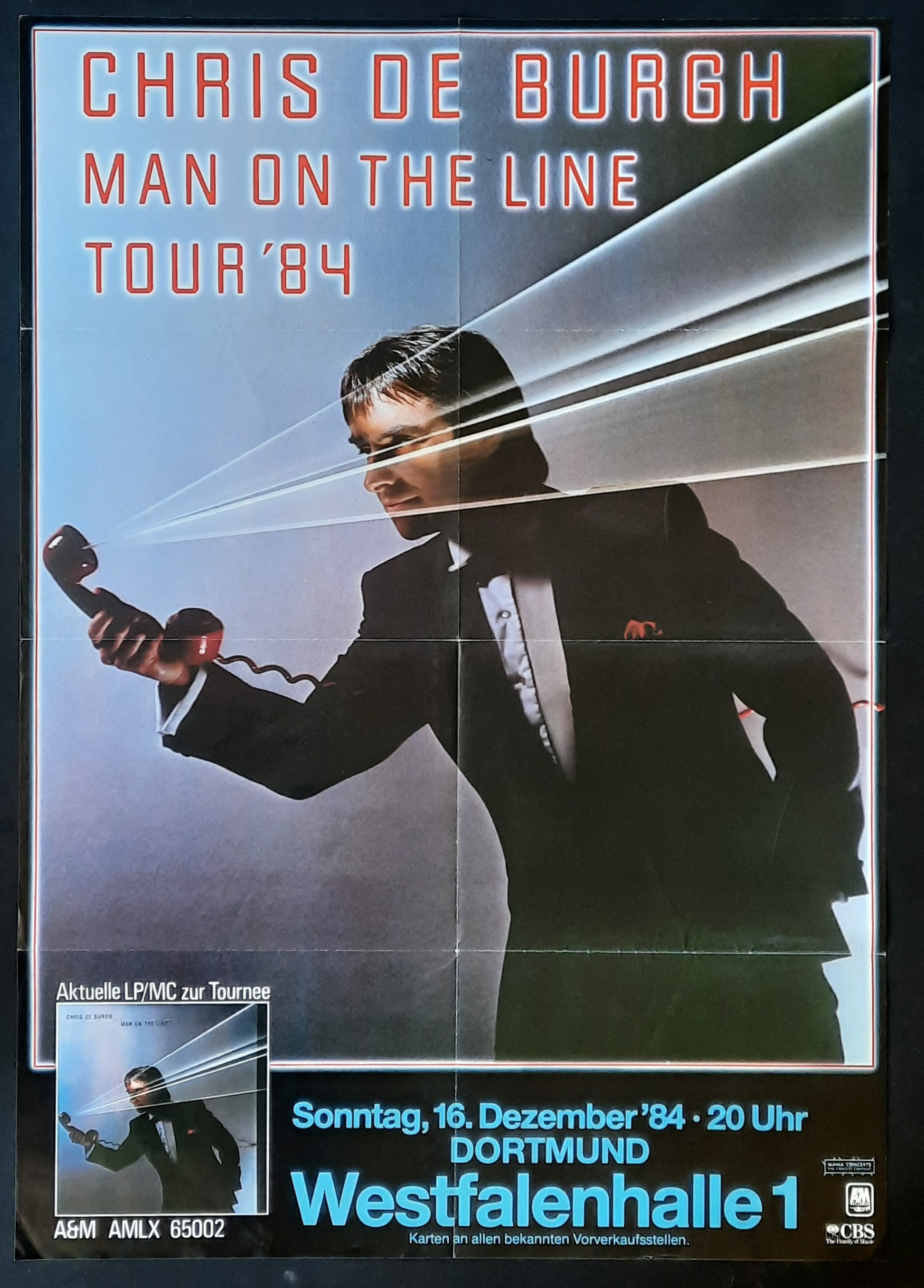 CHRIS DE BURGH Original Concert Poster December 16, 1984 Dortmund Germany 1