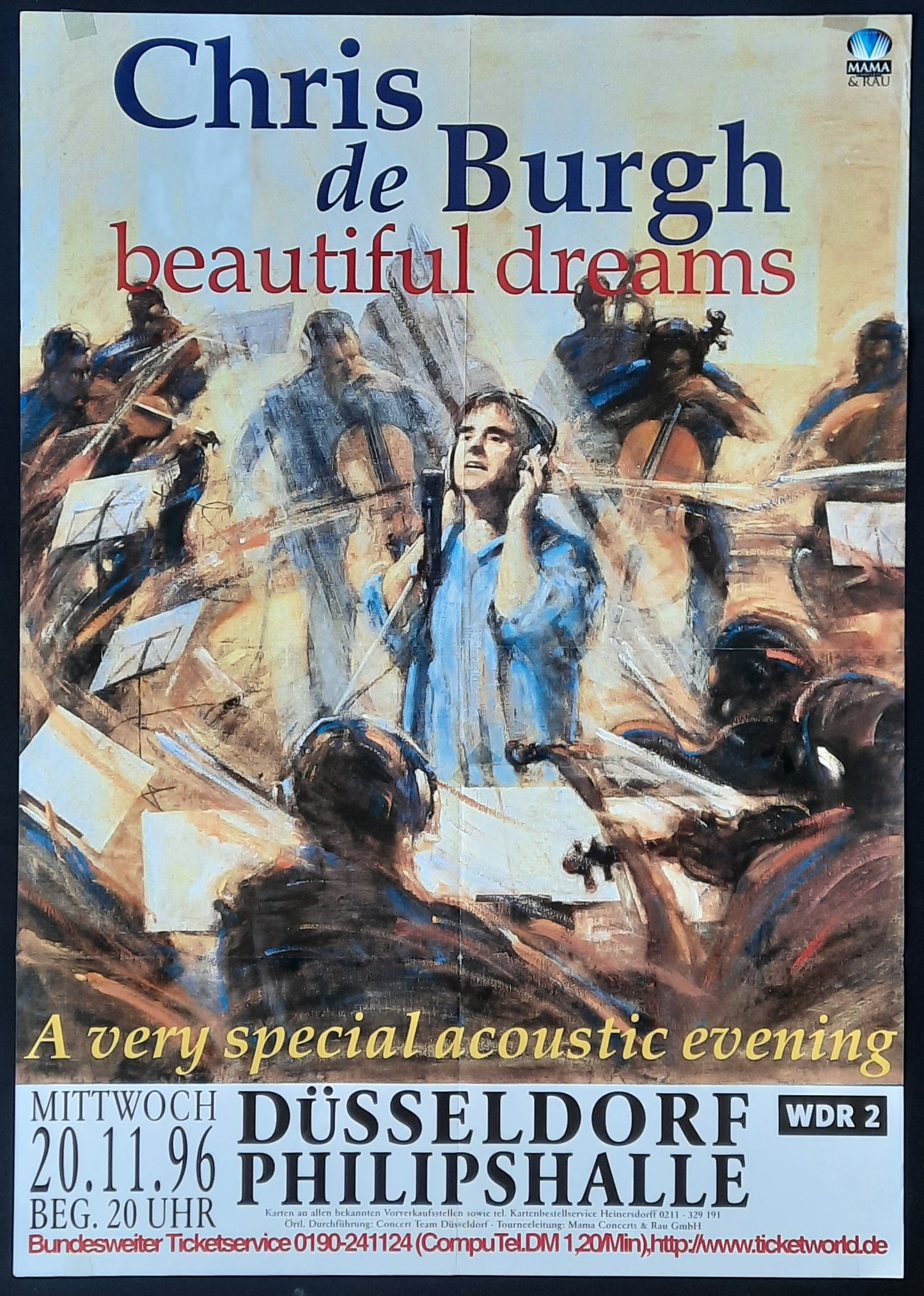 CHRIS DE BURGH Original Concert Poster November 20, 1996 Duesseldorf Germany 1