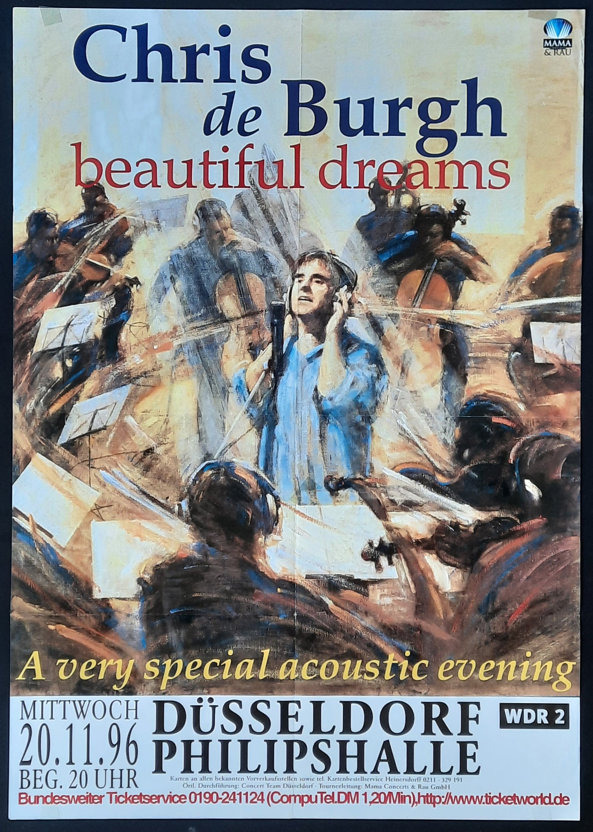 CHRIS DE BURGH Original Concert Poster November 20, 1996 Duesseldorf Germany 1