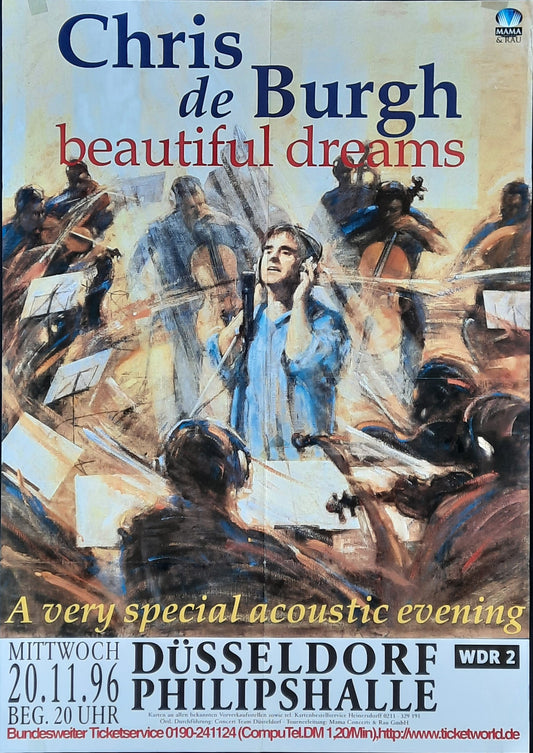 CHRIS DE BURGH Original Concert Poster November 20, 1996 Duesseldorf Germany 1