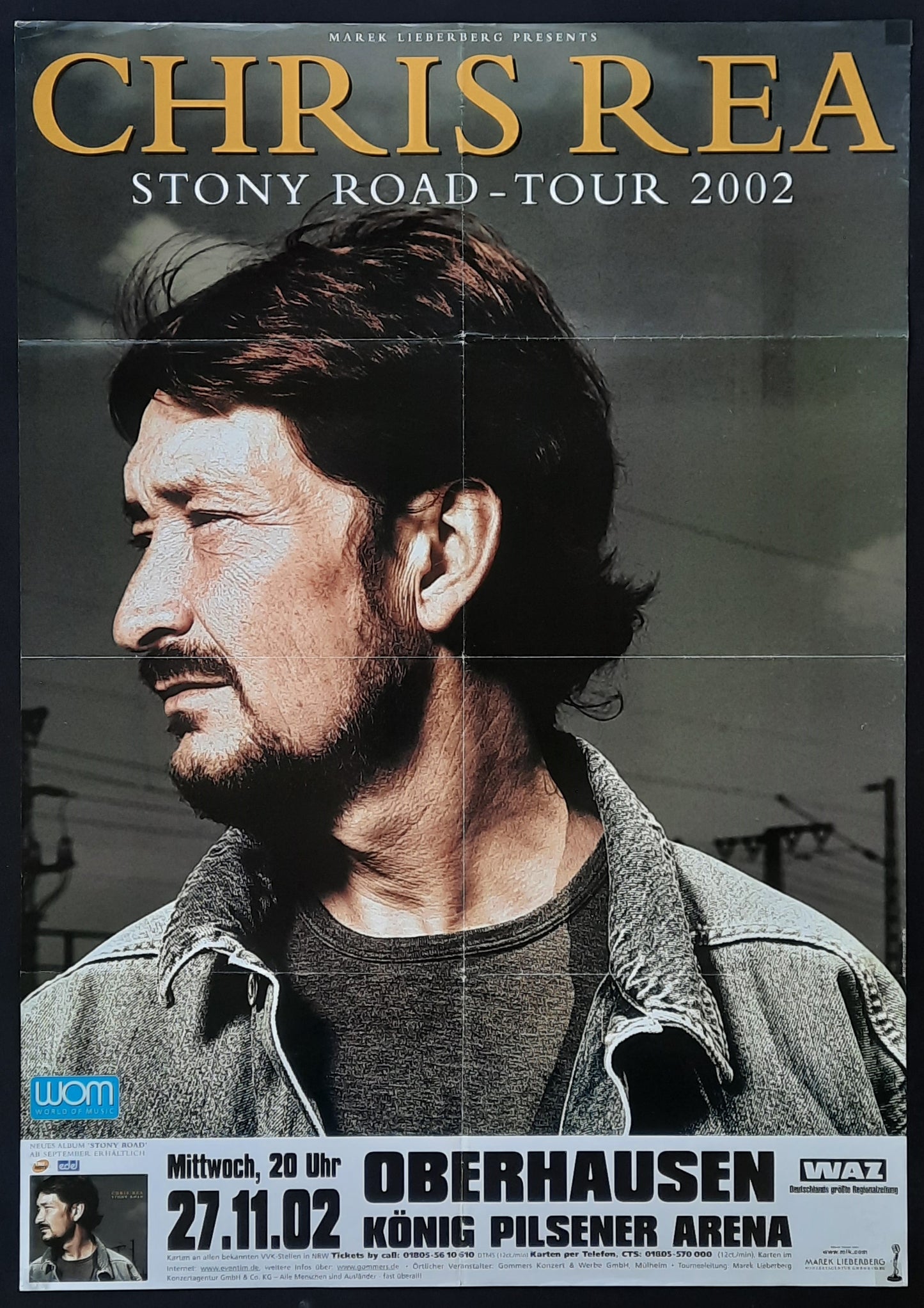 CHRIS REA Original Concert Poster November 27, 2002 Oberhausen Germany