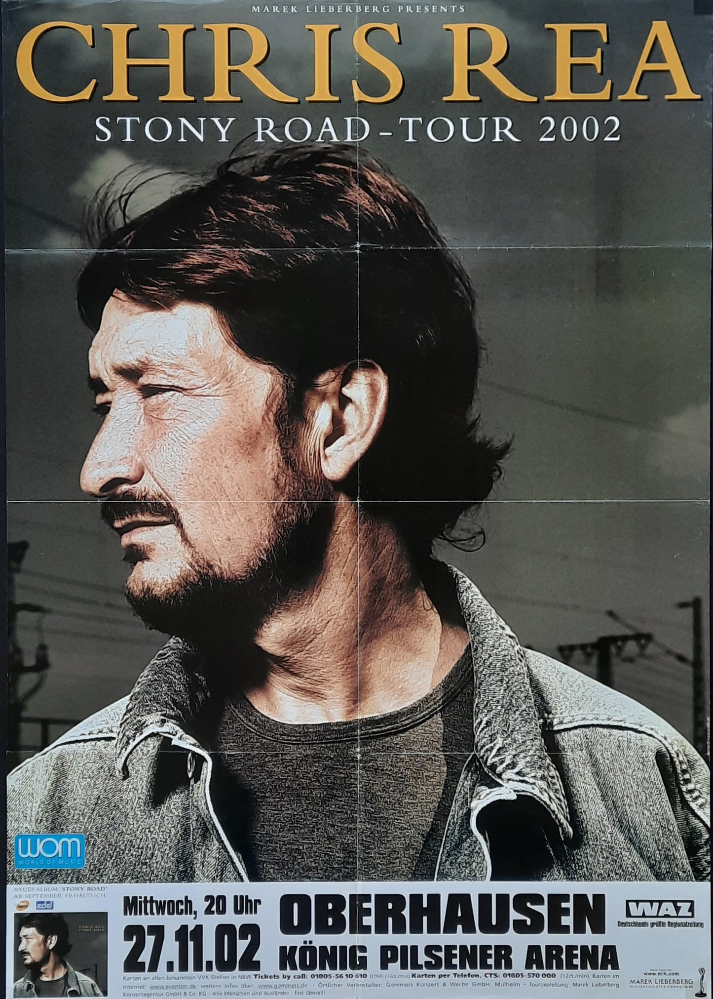 CHRIS REA Original Concert Poster November 27, 2002 Oberhausen Germany