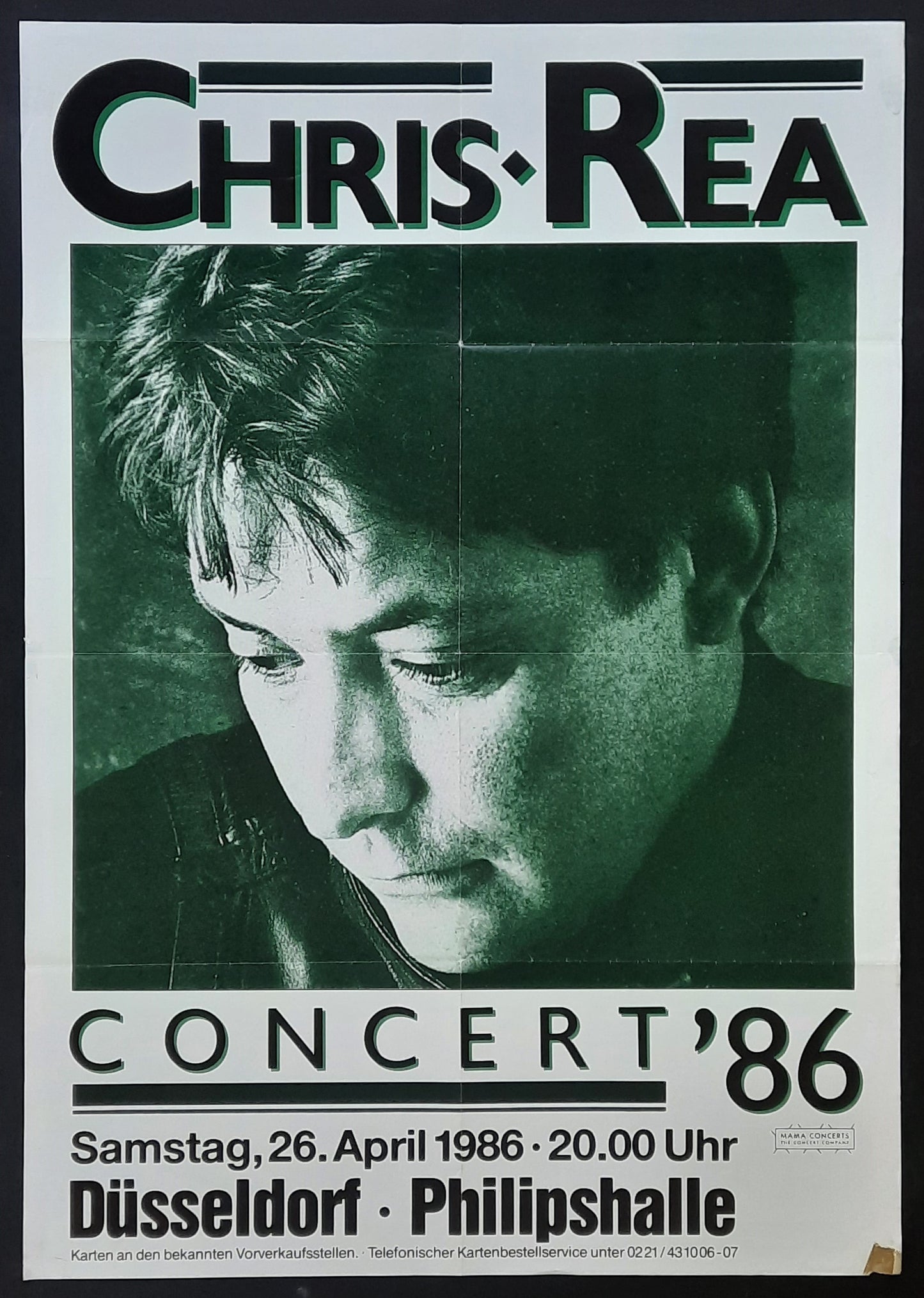 CHRIS REA Original Concert Poster April 26, 1986 Düsseldorf Germany