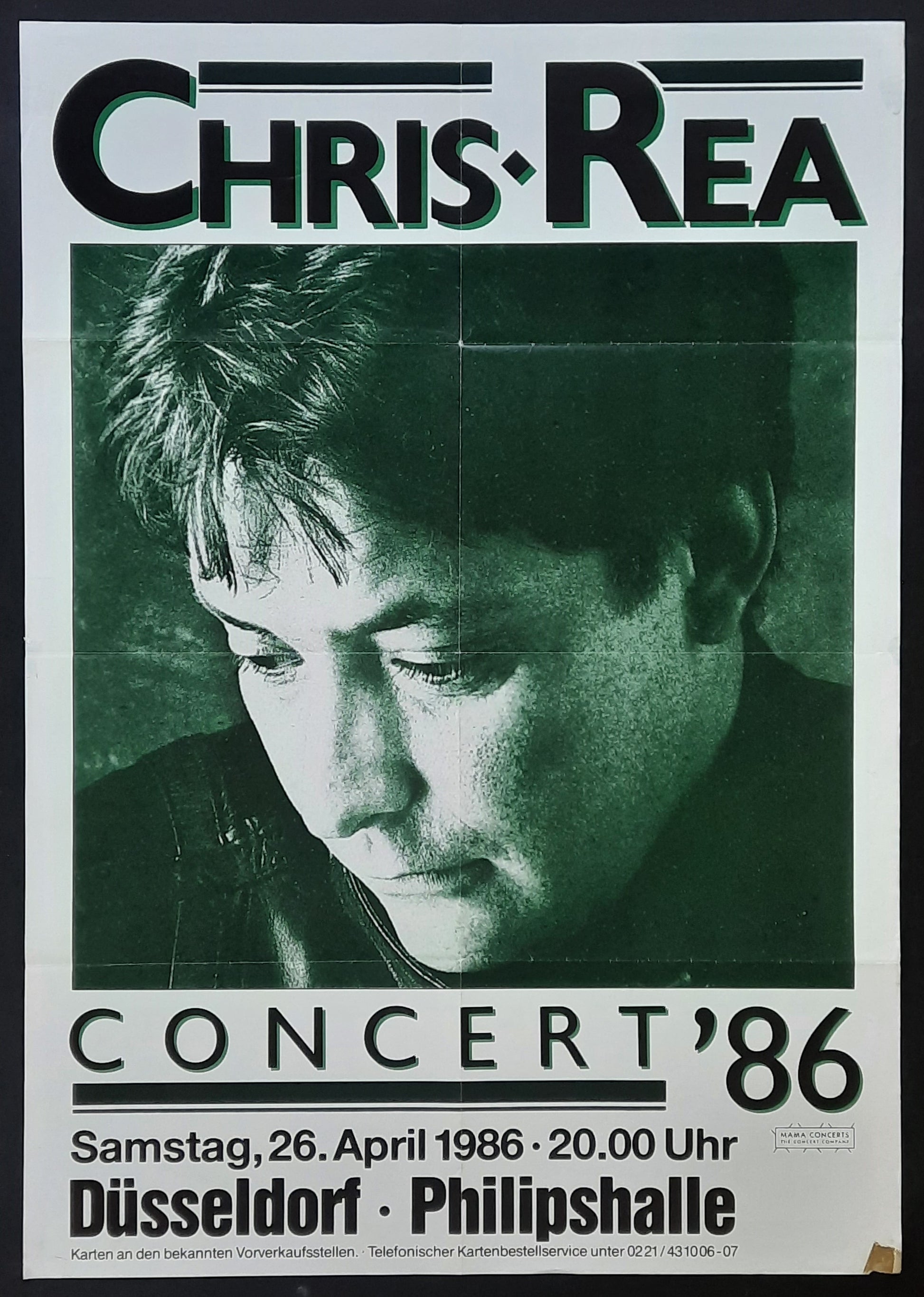 CHRIS REA Original Concert Poster April 26, 1986 Düsseldorf Germany