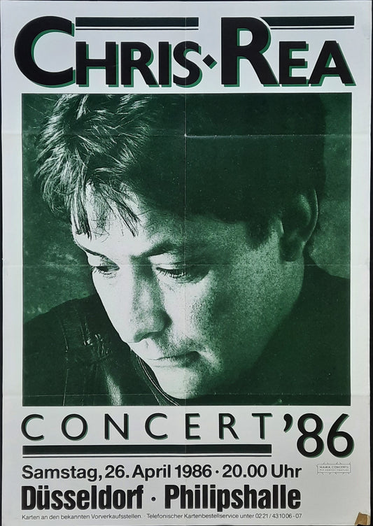 CHRIS REA Original Concert Poster April 26, 1986 Düsseldorf Germany 1