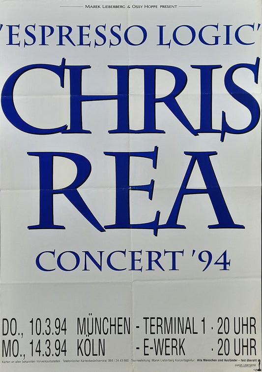 CHRIS REA Original Concert Poster March 3, 1994 Munich Germany 1