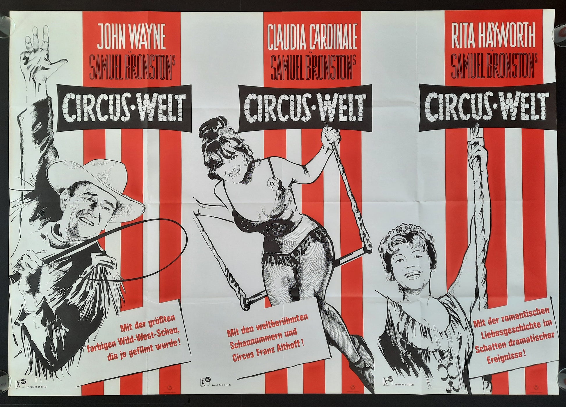 CIRCUS WORLD 1964 John Wayne Claudia Cardinale Rita Hayworth German 2-Sheet Movie Poster SUBWAY POSTER 2