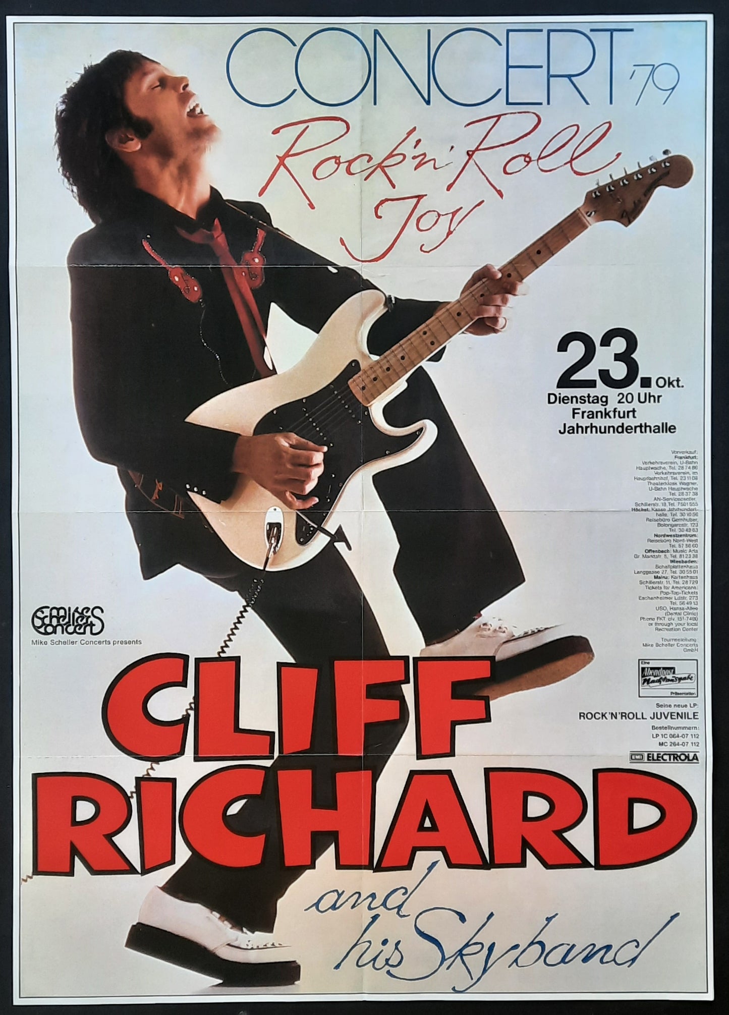 CLIFF RICHARD Original Concert Poster October 23, 1979 Frankfurt Germany