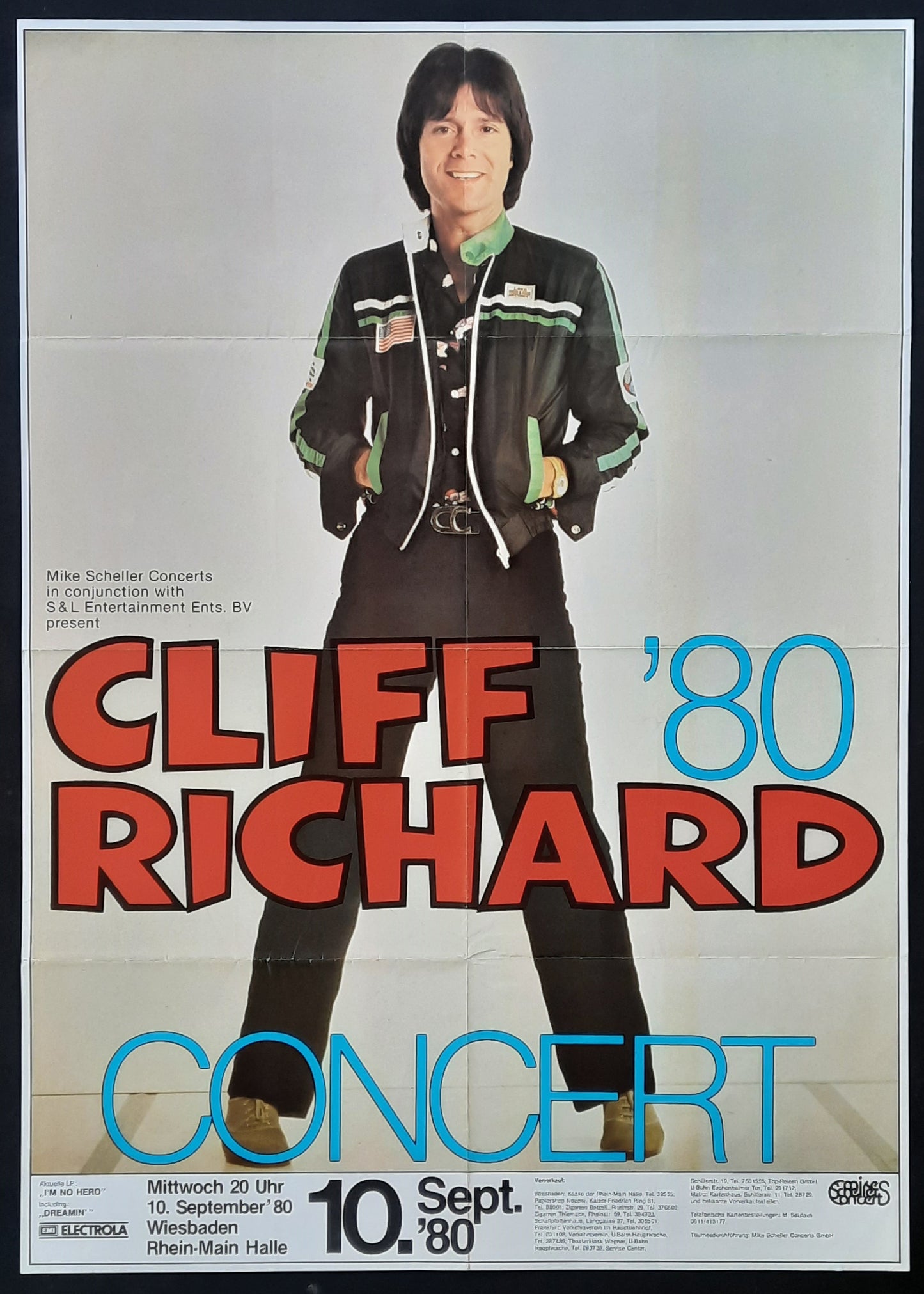 CLIFF RICHARD Original Concert Poster September 10, 1980 Wiesbaden Germany