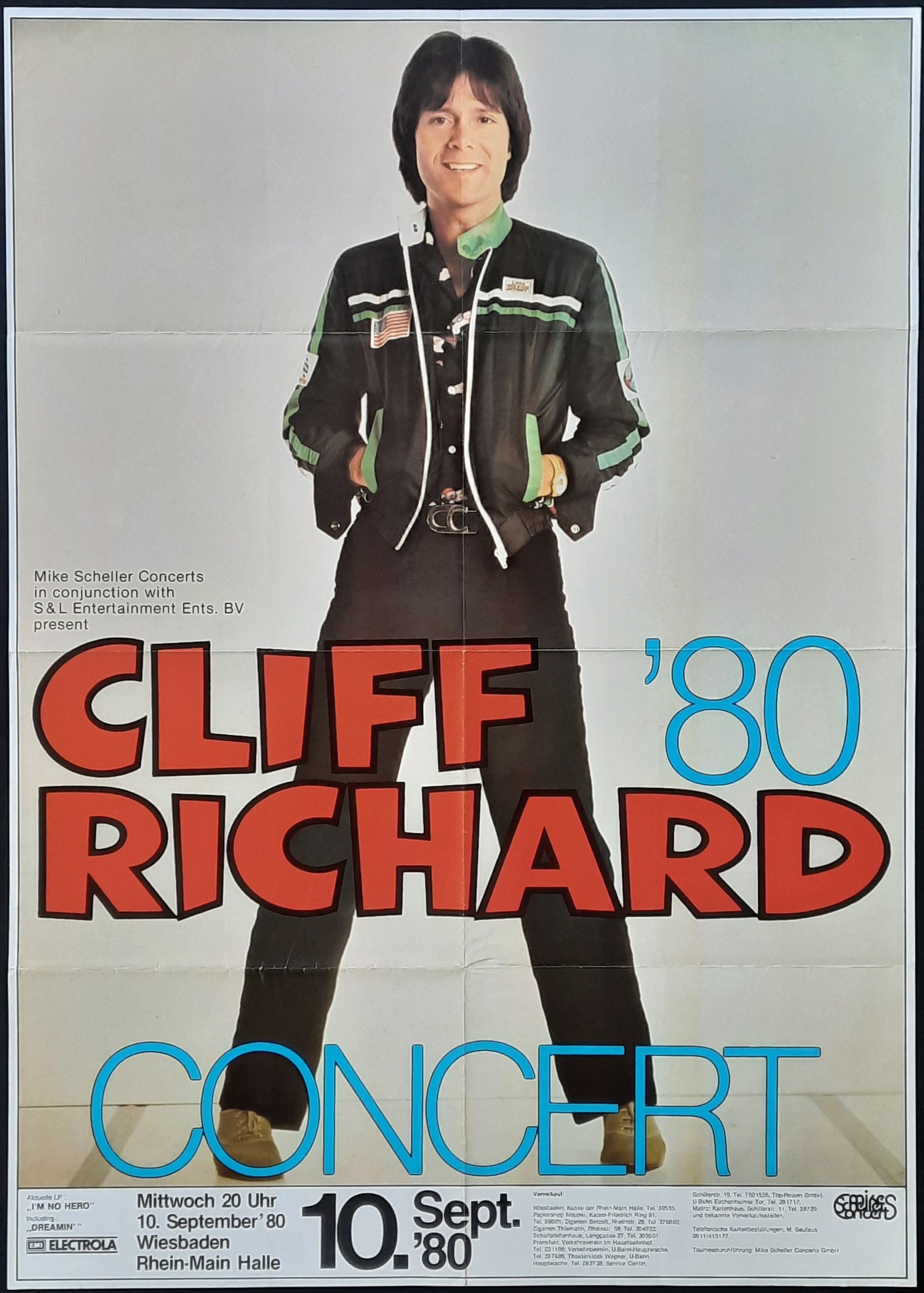 CLIFF RICHARD Original Concert Poster September 10, 1980 Wiesbaden Germany 1