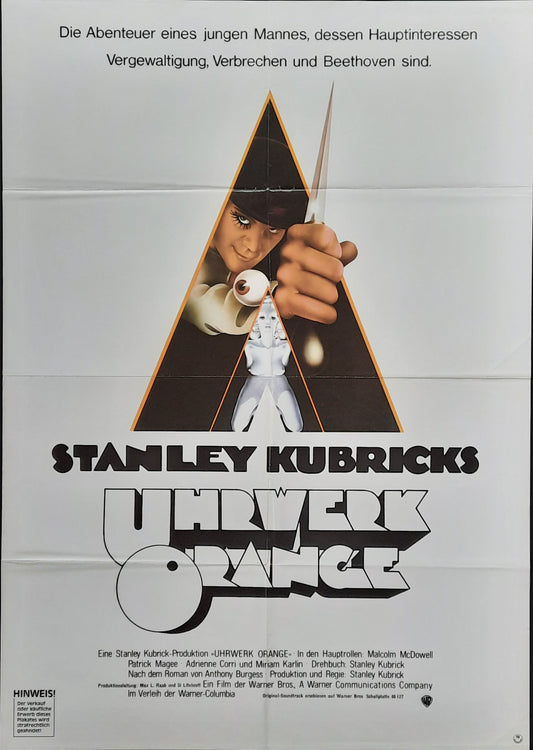 CLOCKWORK ORANGE Original Movie Poster Re-1988 (1972) Stanley Kubrick German 1-Sheet