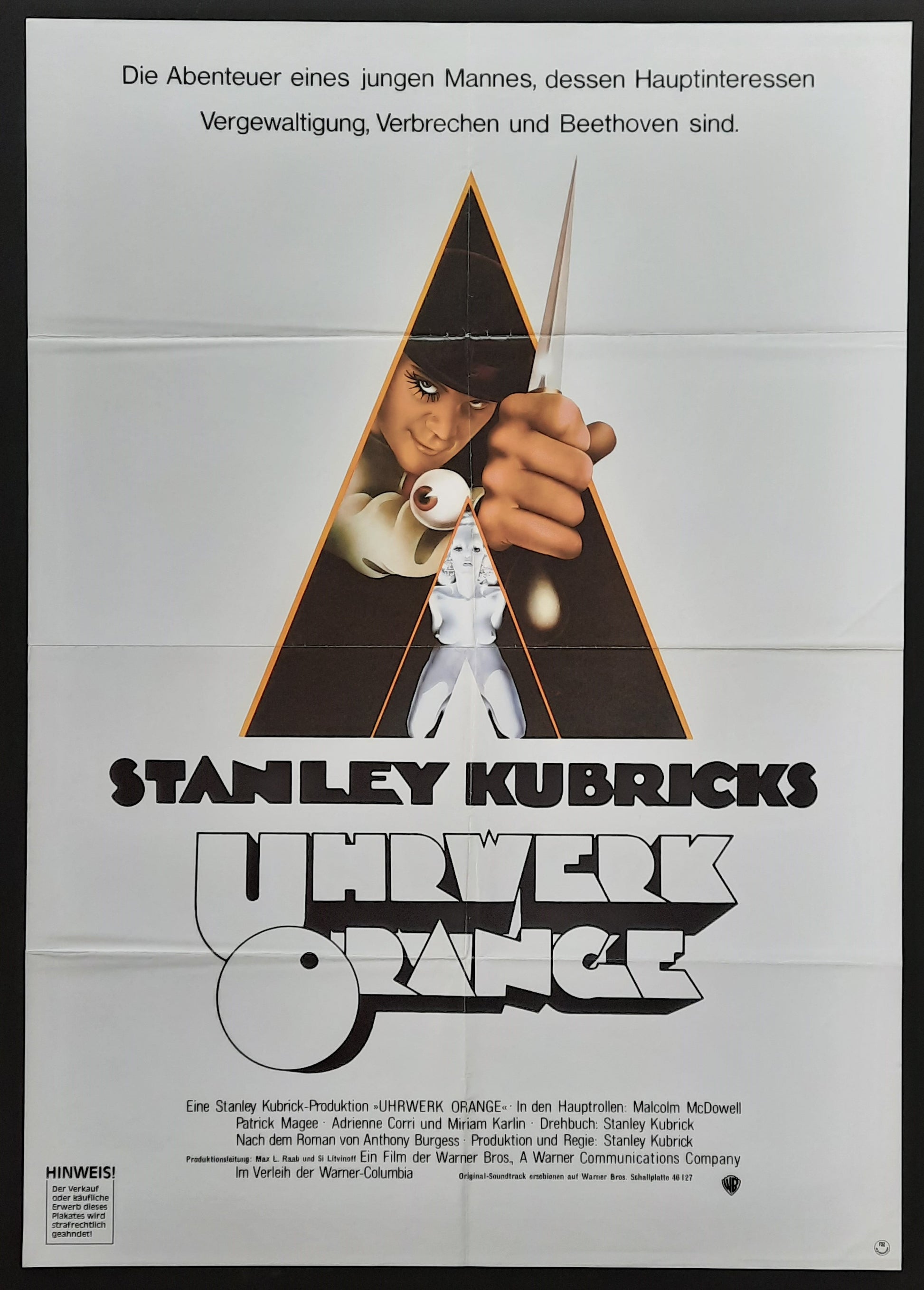 CLOCKWORK ORANGE Original Movie Poster Re-1988 (1972) Stanley Kubrick German 1-Sheet 1