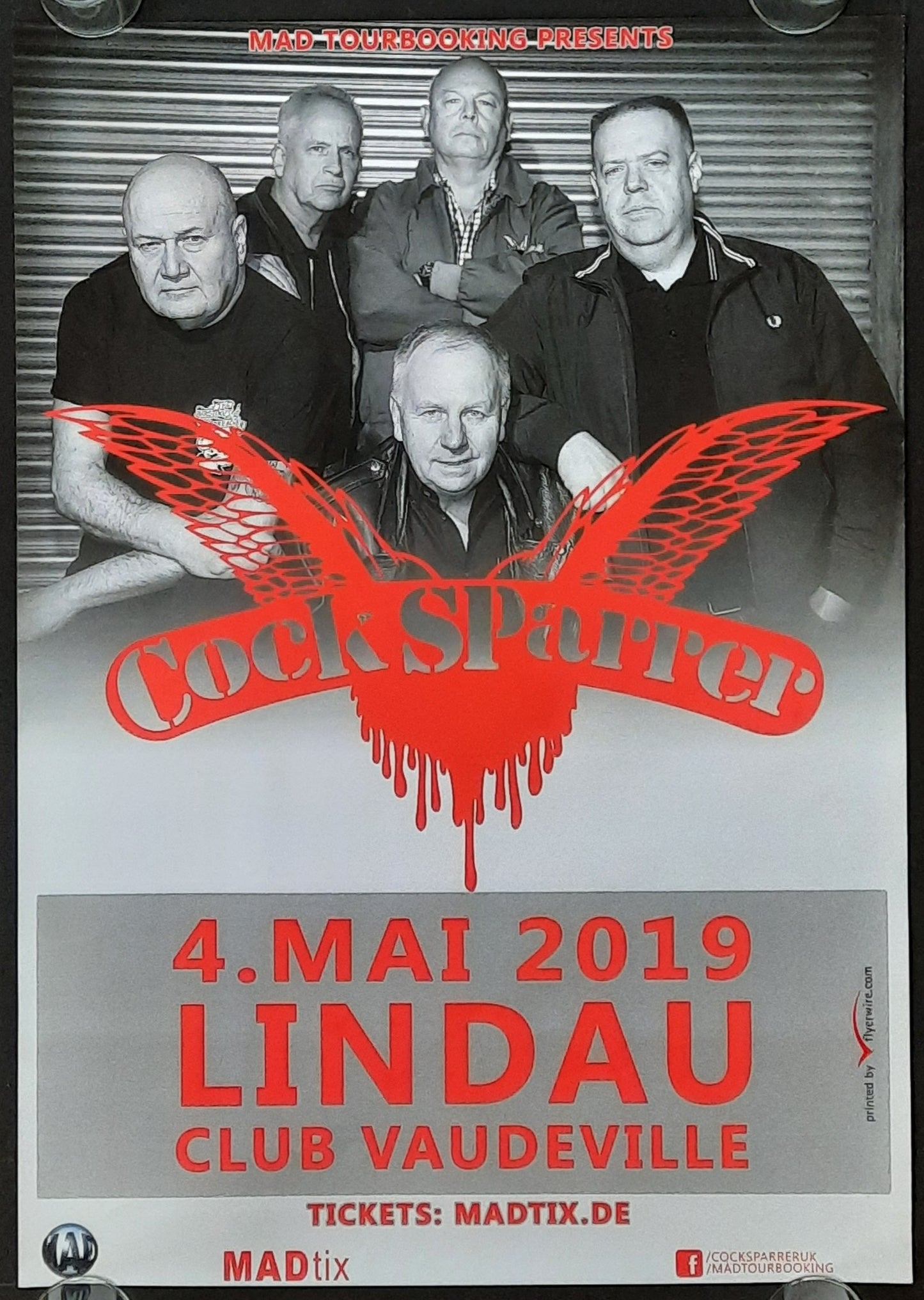 COCK SPARRER Original Concert Poster May 4, 2019 Lindau Germany 42x59 (19)