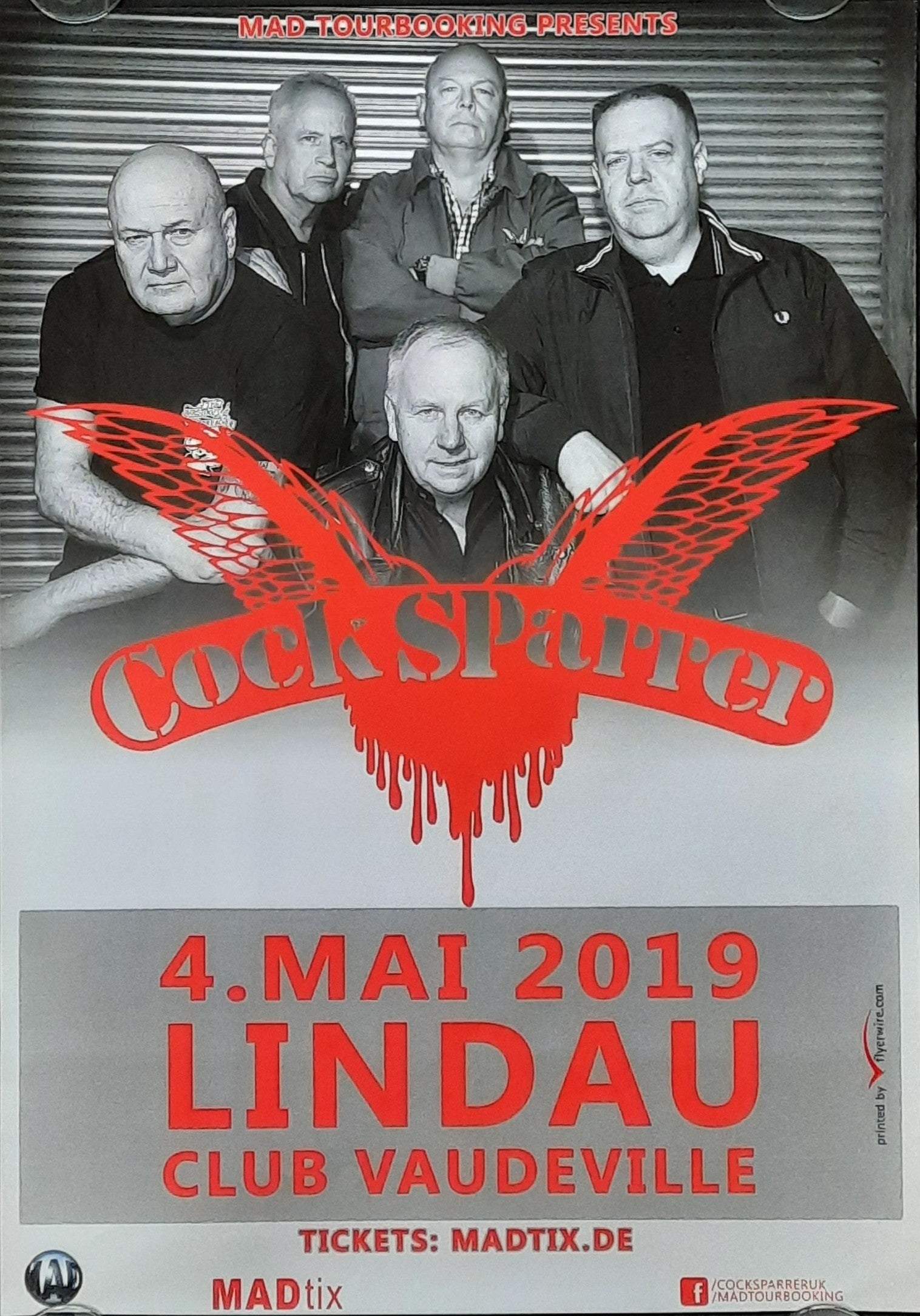 COCK SPARRER Original Concert Poster May 4, 2019 Lindau Germany 42x59 (19)