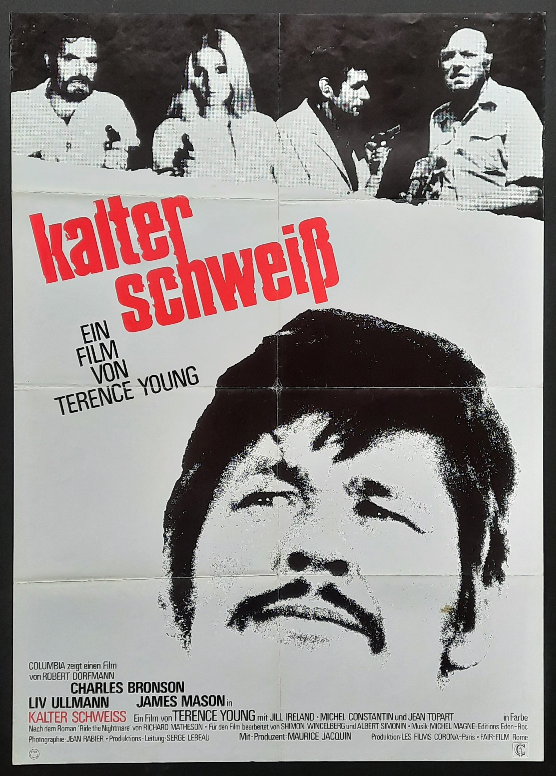 COLD SWEAT Original Movie Poster 1971 Charles Bronson Liv Ullmann German 1-Sheet 1