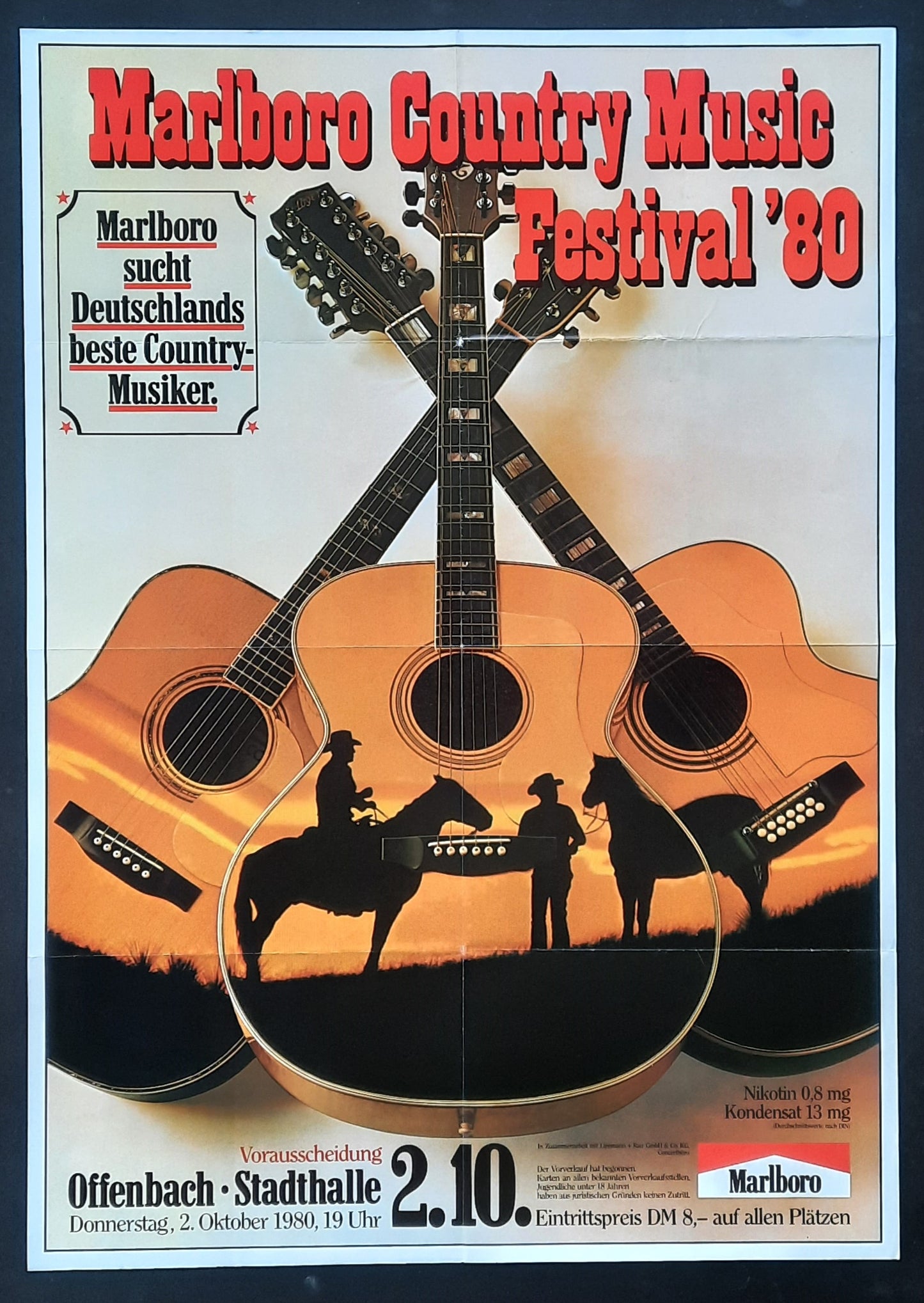 COUNTRY MUSIC FESTIVAL Original Concert Poster 1980 October, 2, 1980 Offenbach Germany