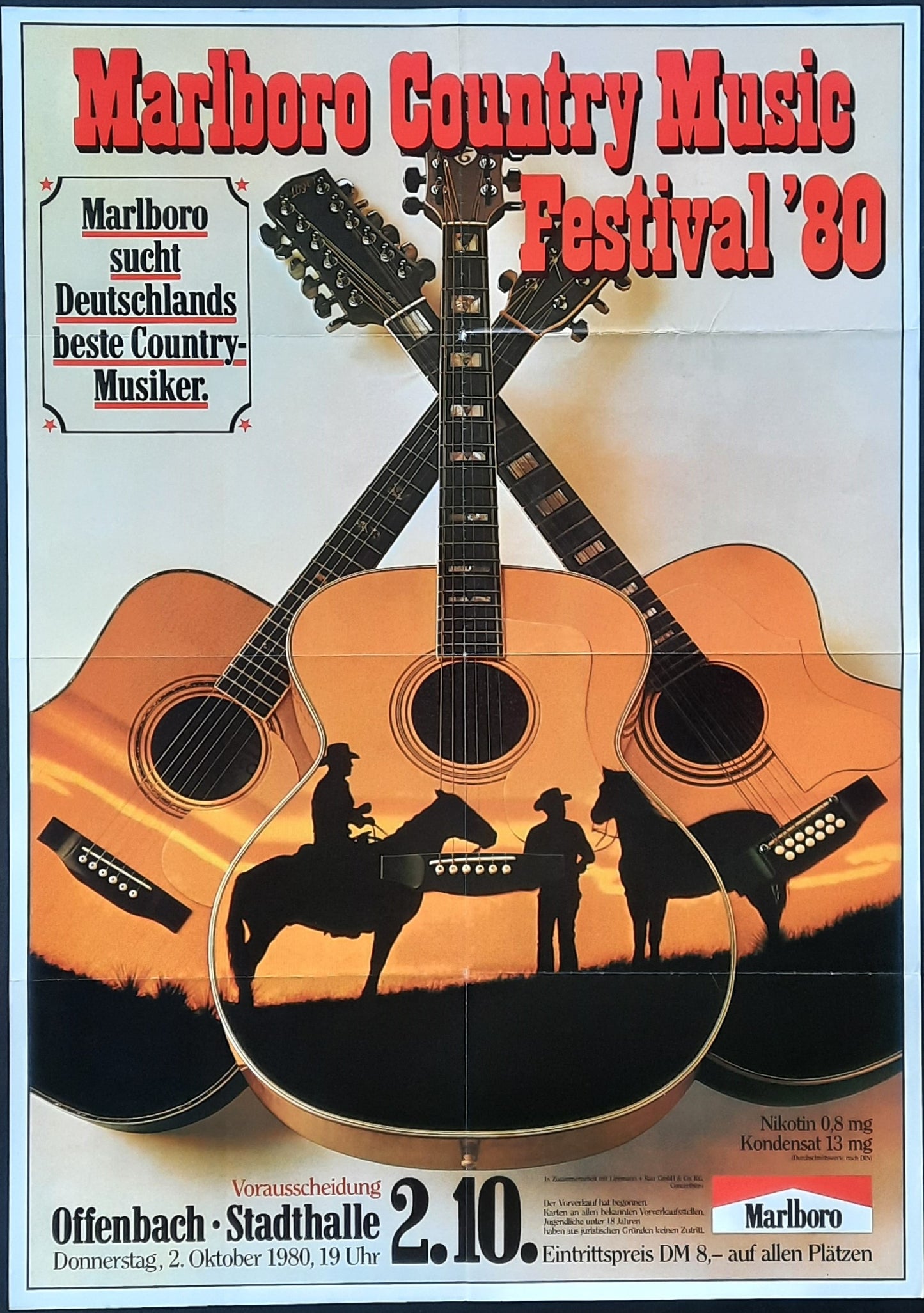 COUNTRY MUSIC FESTIVAL Original Concert Poster 1980 October, 2, 1980 Offenbach Germany 1