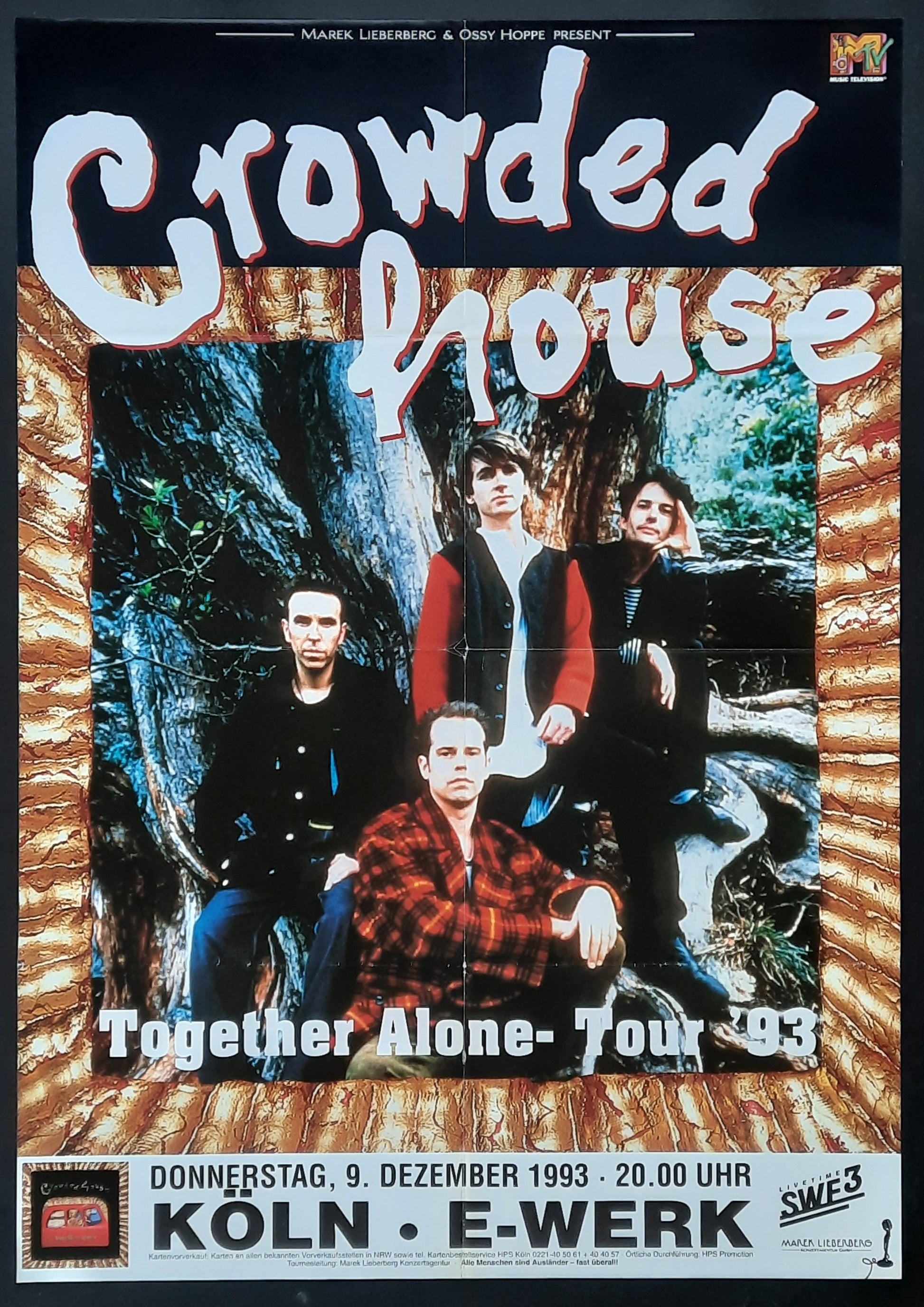 CROWDED HOUSE Original Concert Poster December 9, 1993 Cologne Germany