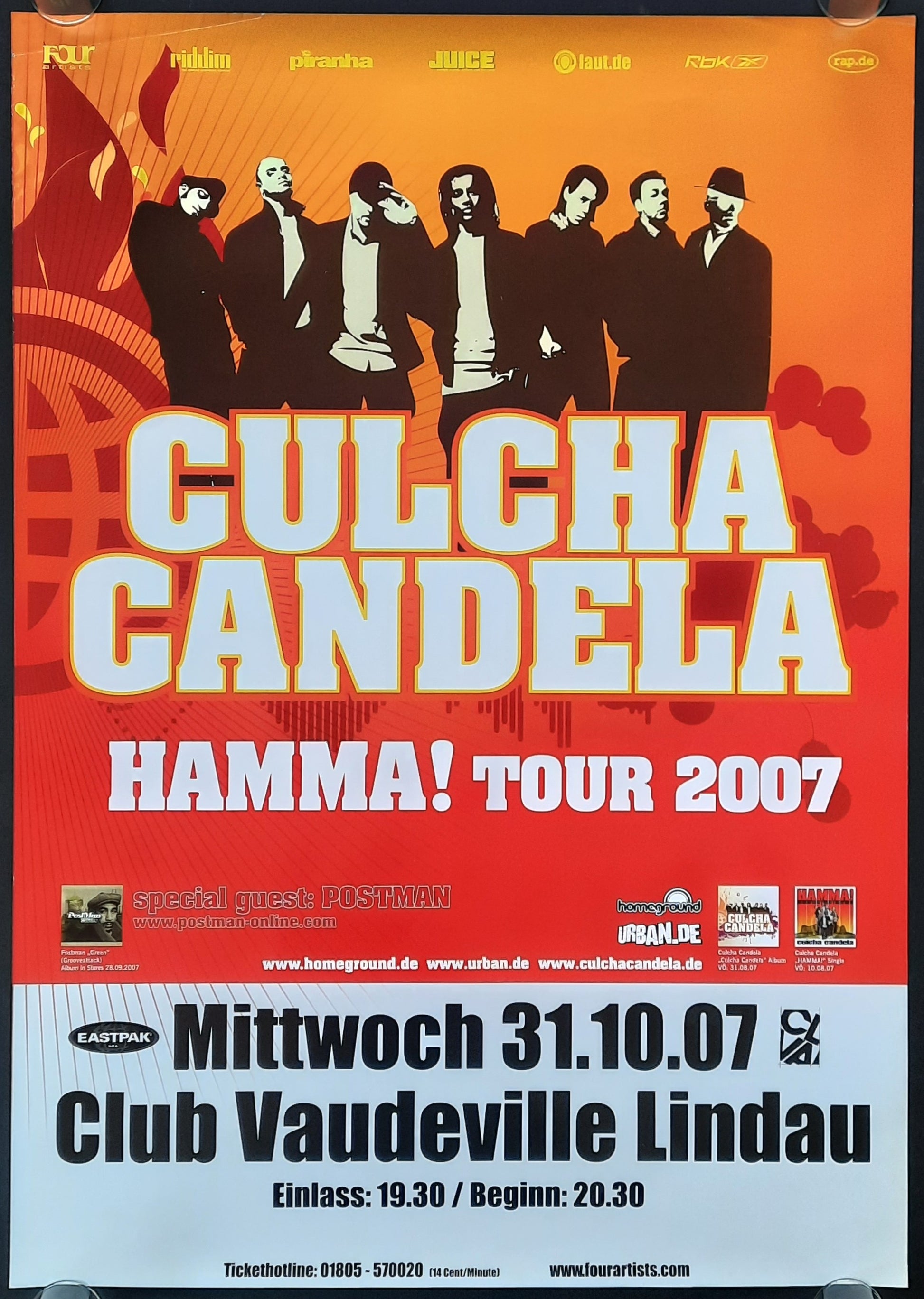 CULCHA CANDELA Original Concert Poster October 31, 2007 Lindau Germany