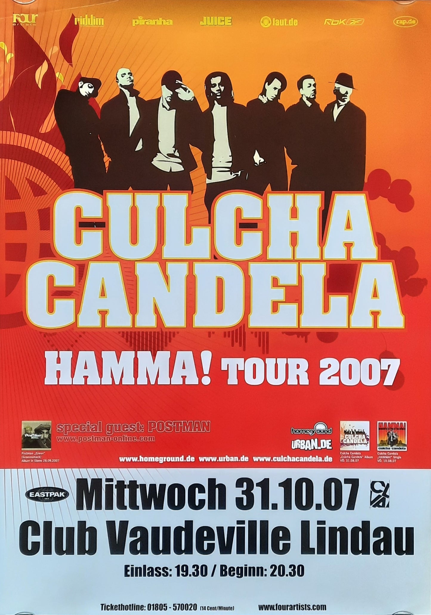 CULCHA CANDELA Original Concert Poster October 31, 2007 Lindau Germany