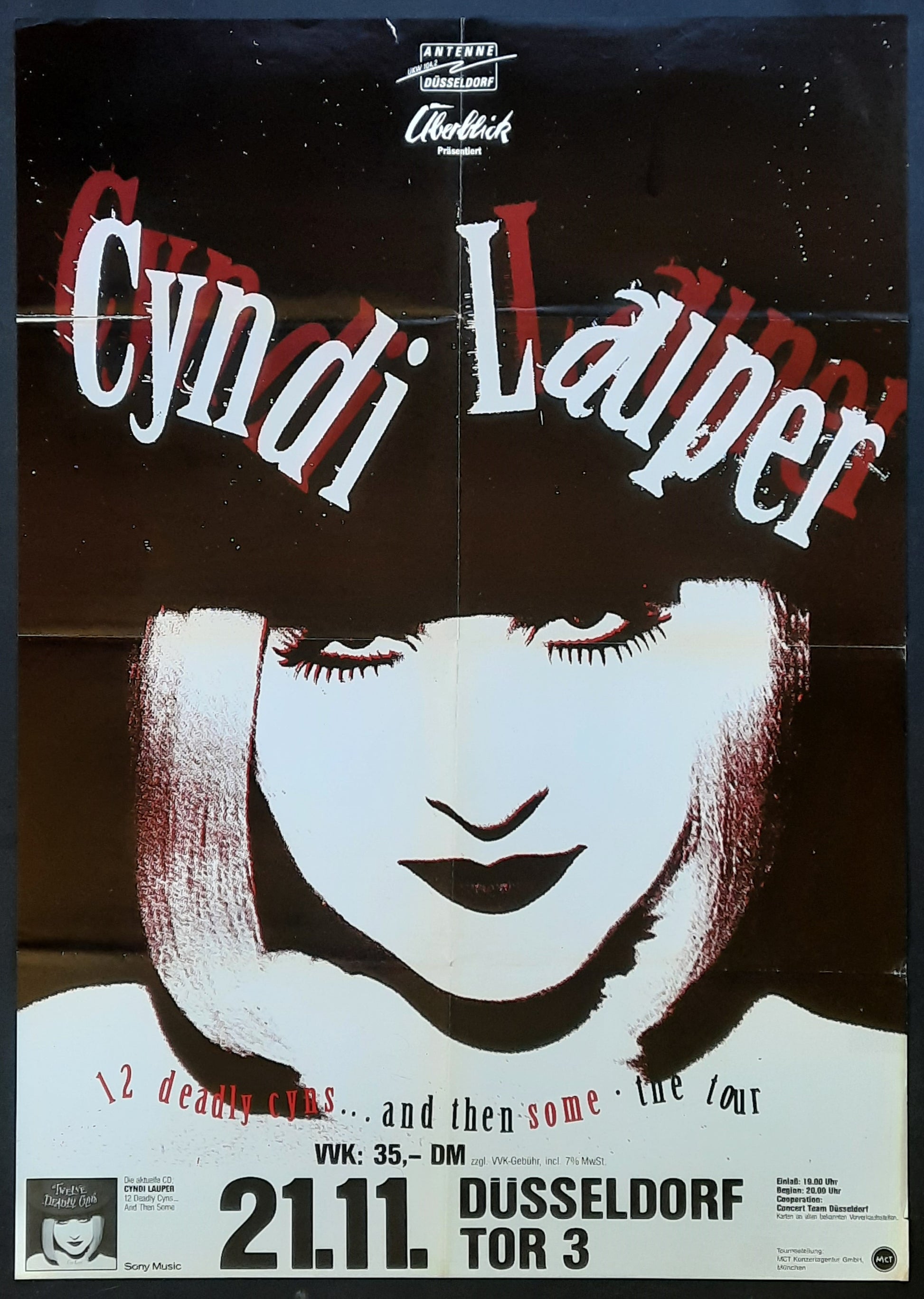 CYNDI LAUPER Original Concert Poster November 21. 1994 Duesseldorf Germany