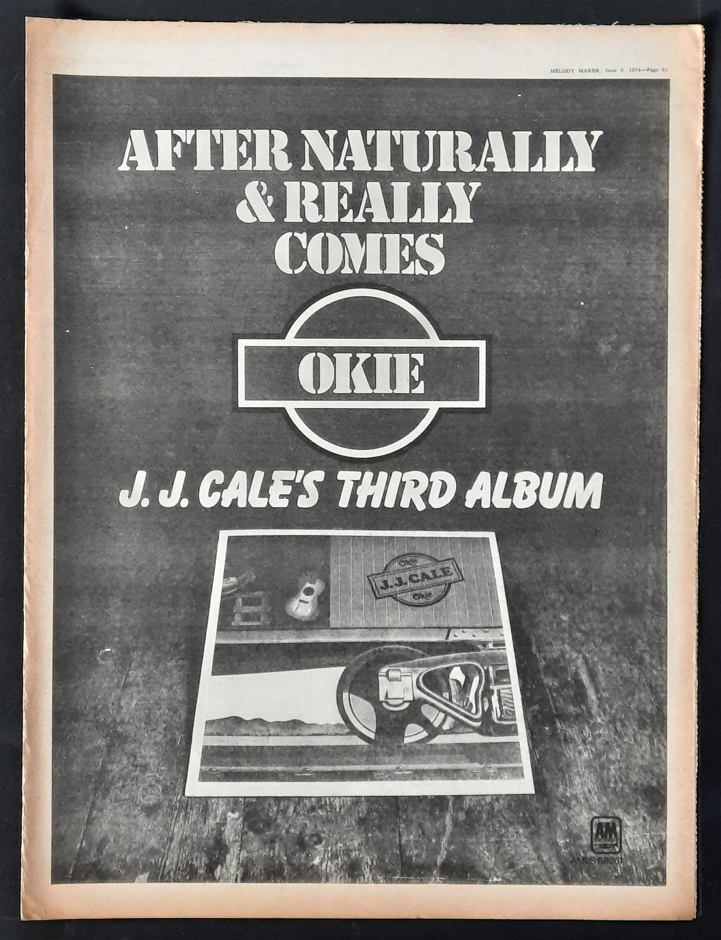 J.J. CALE 1974 Poster/Press Ad Album "Okie"