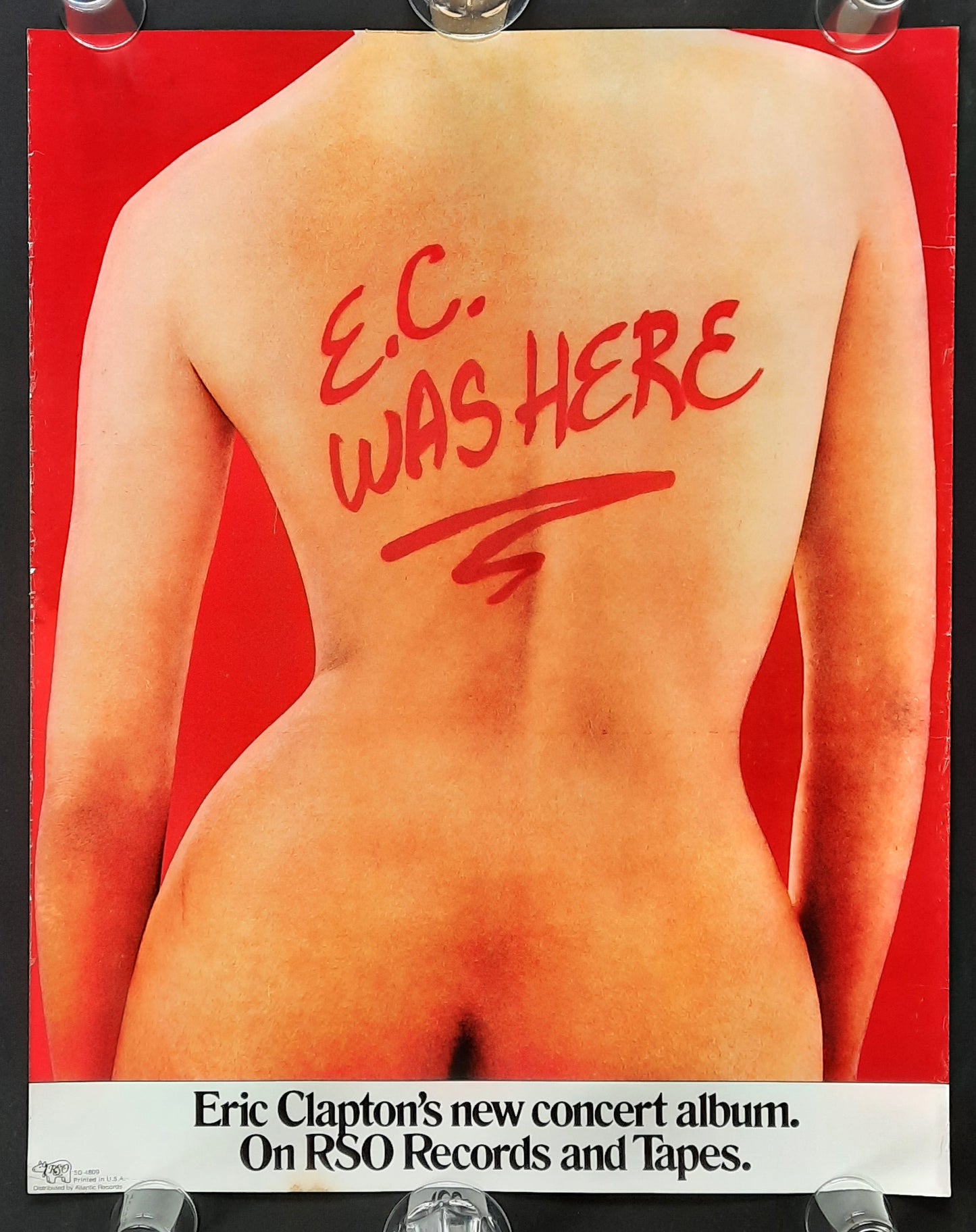 ERIC CLAPTON 1975 Promotion Poster "E.C. was here" Album 1st print by RSO Records