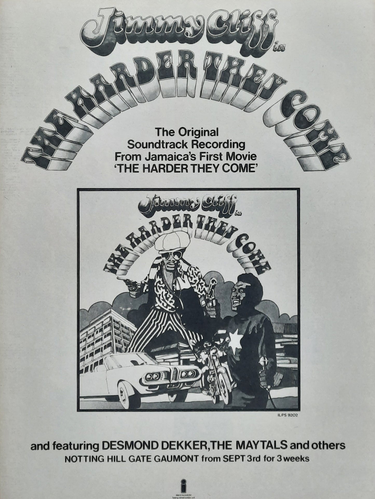 JIMMY CLIFF 1972 Poster/Press Ad Album "The Harder They Come"