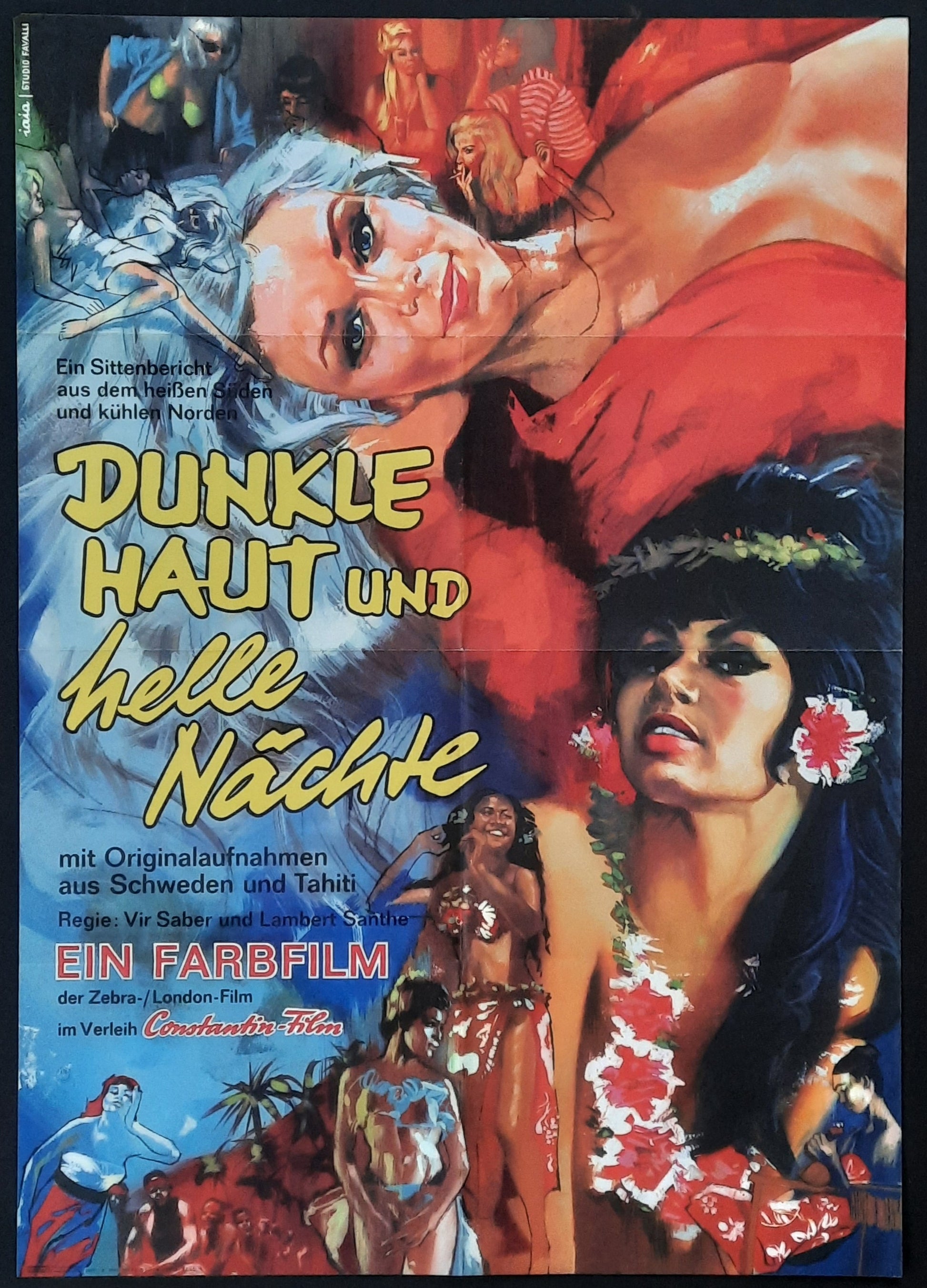 DARK SKIN, FAIR NIGHTS Original Movie Poster 1968 Vir Saber German 1-Sheet Poster