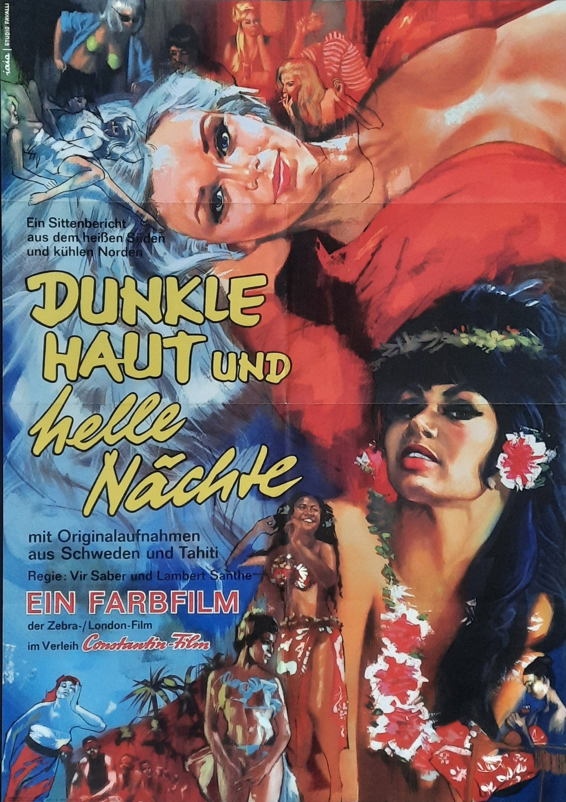 DARK SKIN, FAIR NIGHTS Original Movie Poster 1968 Vir Saber German 1-Sheet Poster