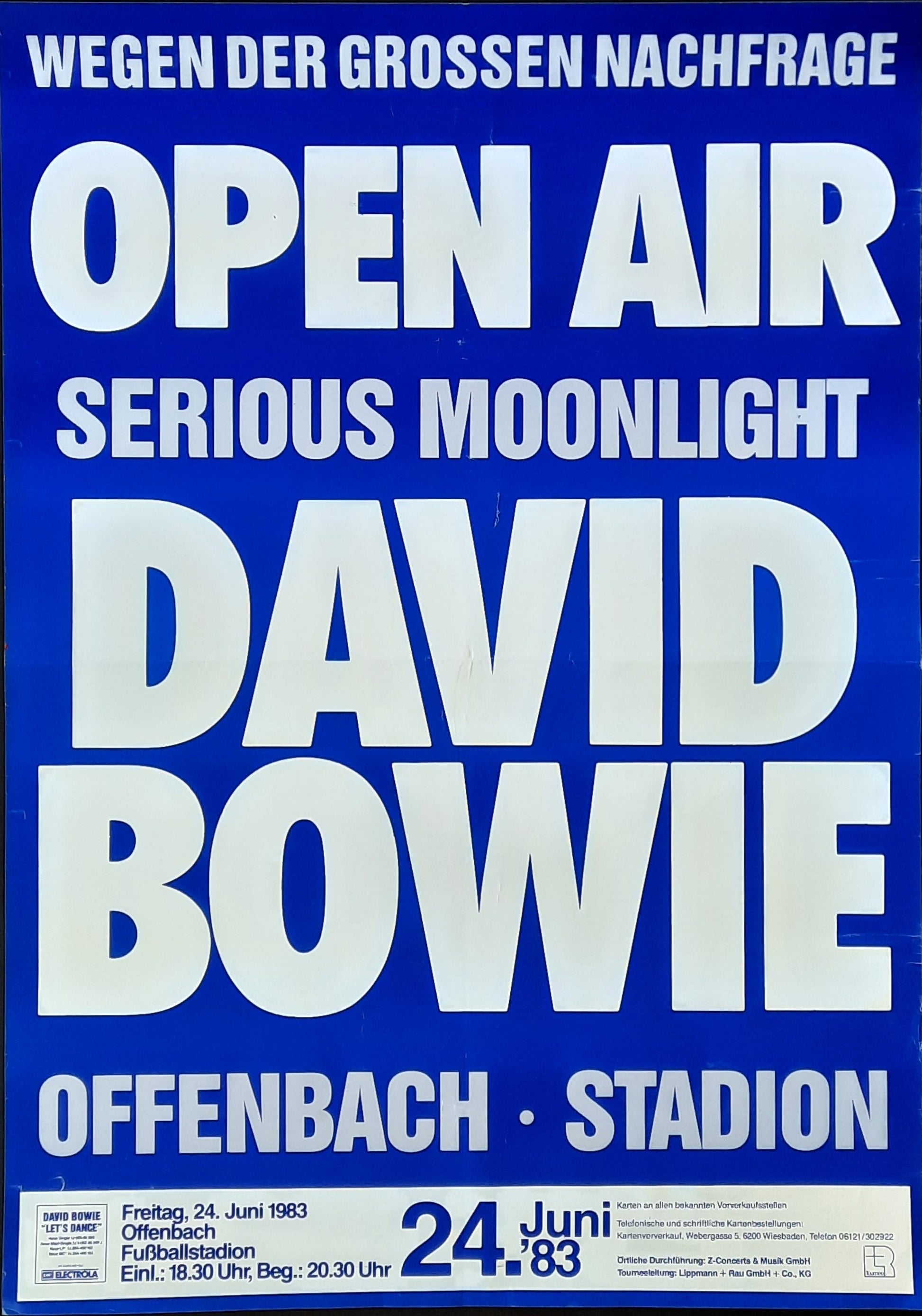 DAVID BOWIE Original Concert Poster June 24, 1983 Offenbach Germany