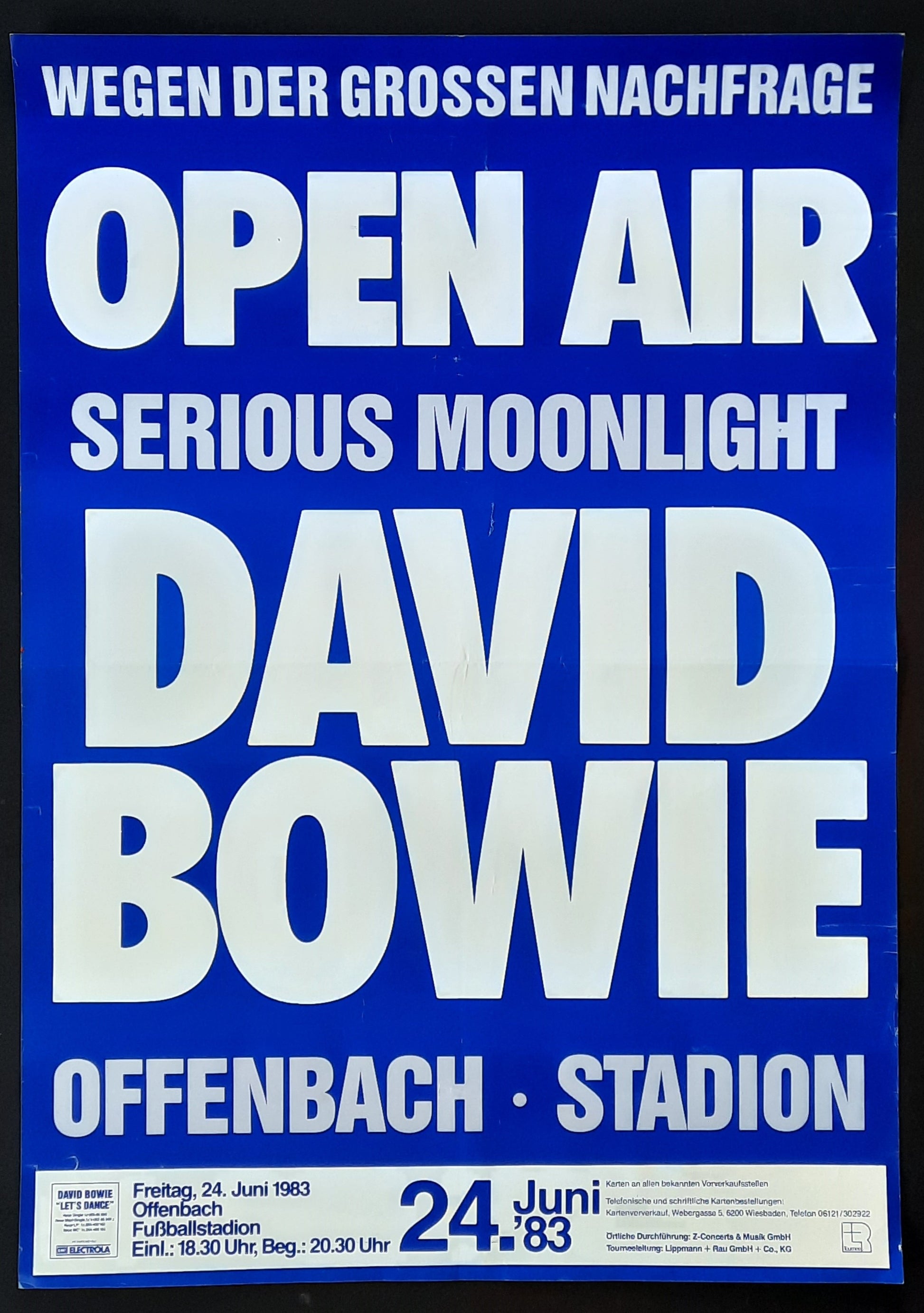 DAVID BOWIE Original Concert Poster June 24, 1983 Offenbach Germany