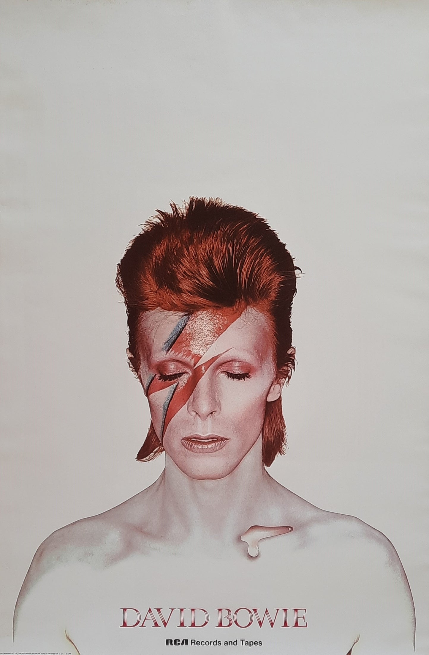DAVID BOWIE 1973 Promotion Poster Album "Aladdin Sane" 1st Print by DUFFY
