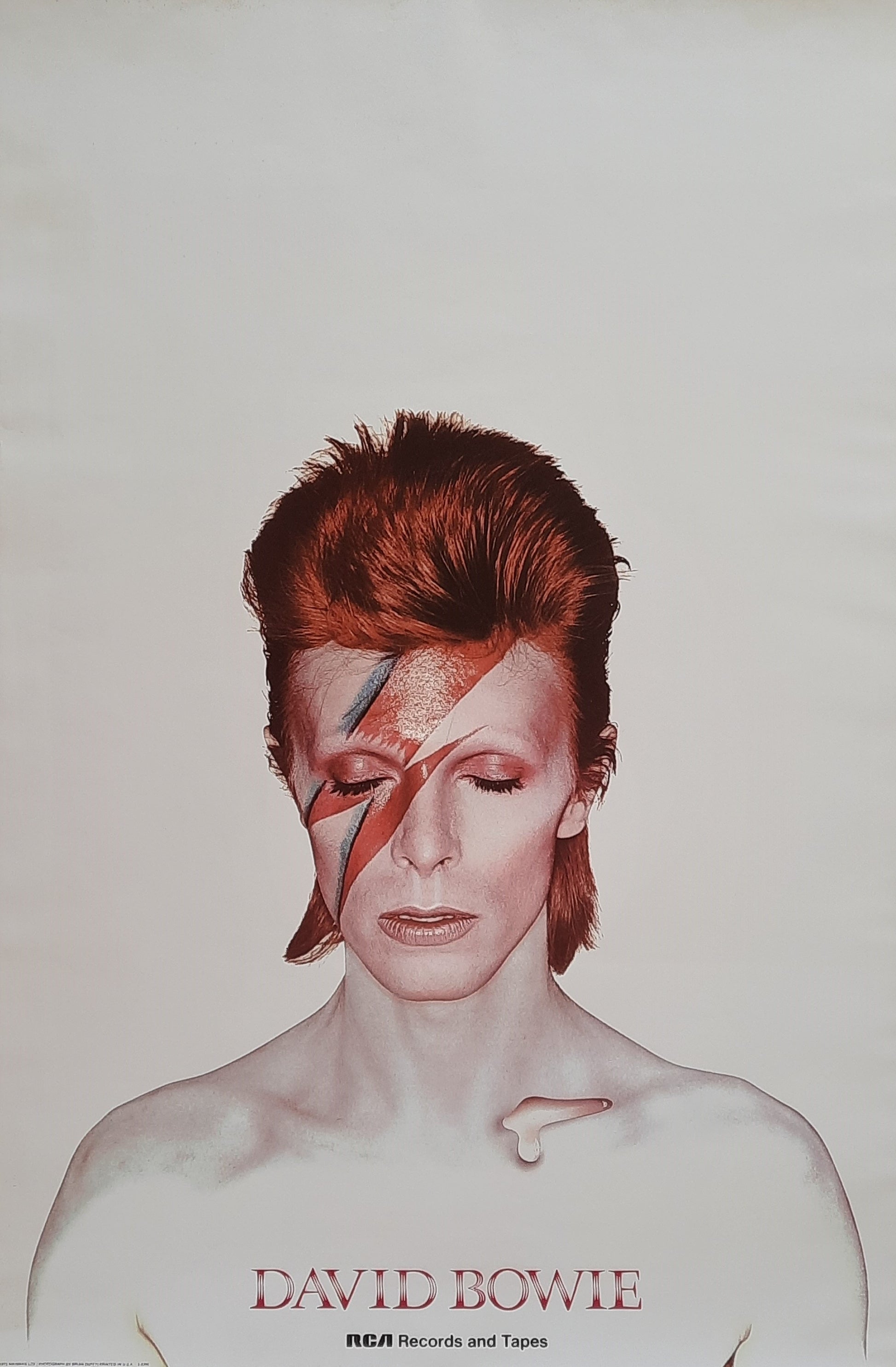 DAVID BOWIE 1973 Promotion Poster Album "Aladdin Sane" 1st Print by DUFFY
