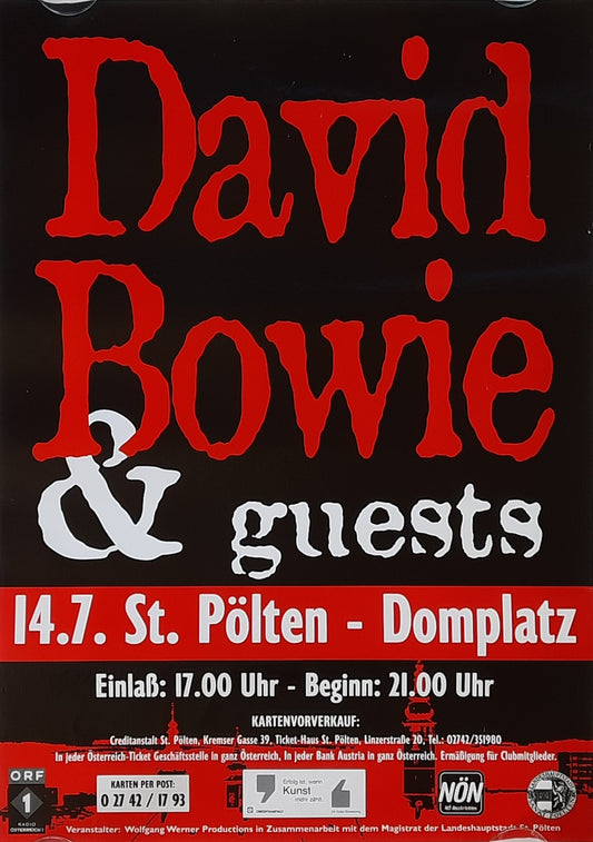 DAVID BOWIE Original Concert Poster July 14, 1996 St. Pölten, Austria