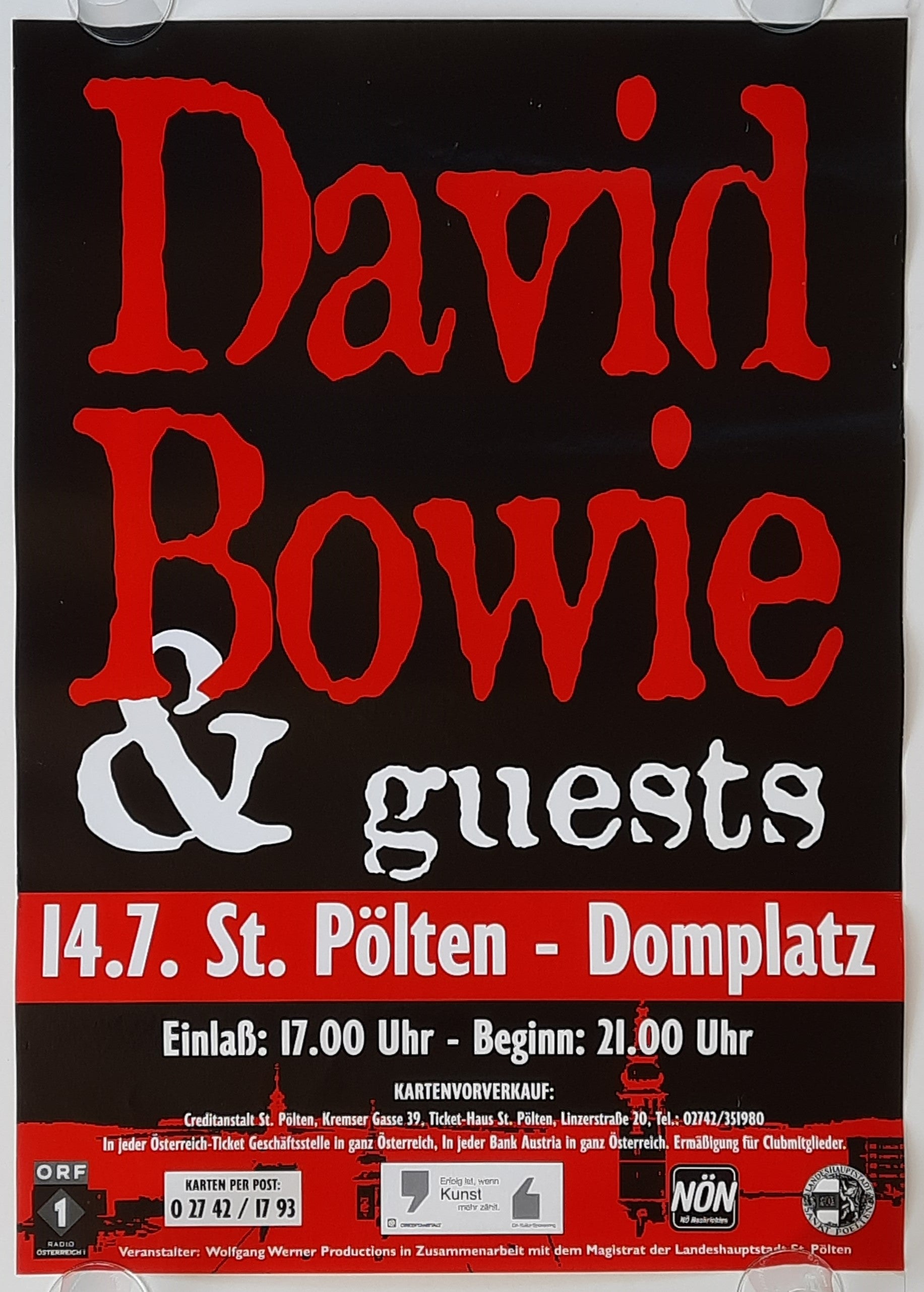 DAVID BOWIE Original Concert Poster July 14, 1996 St. Pölten, Austria 1