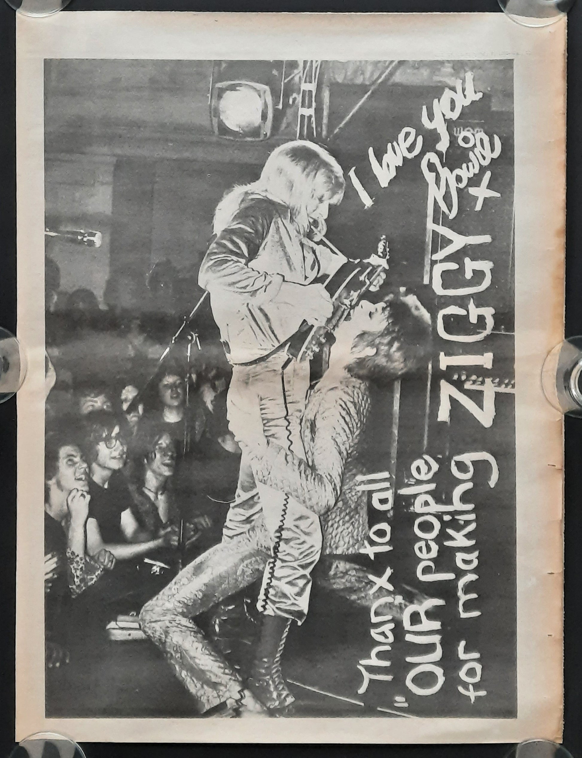 DAVID BOWIE Original Press Ad/Poster 1972 "We love Bowie + Ziggy" 1