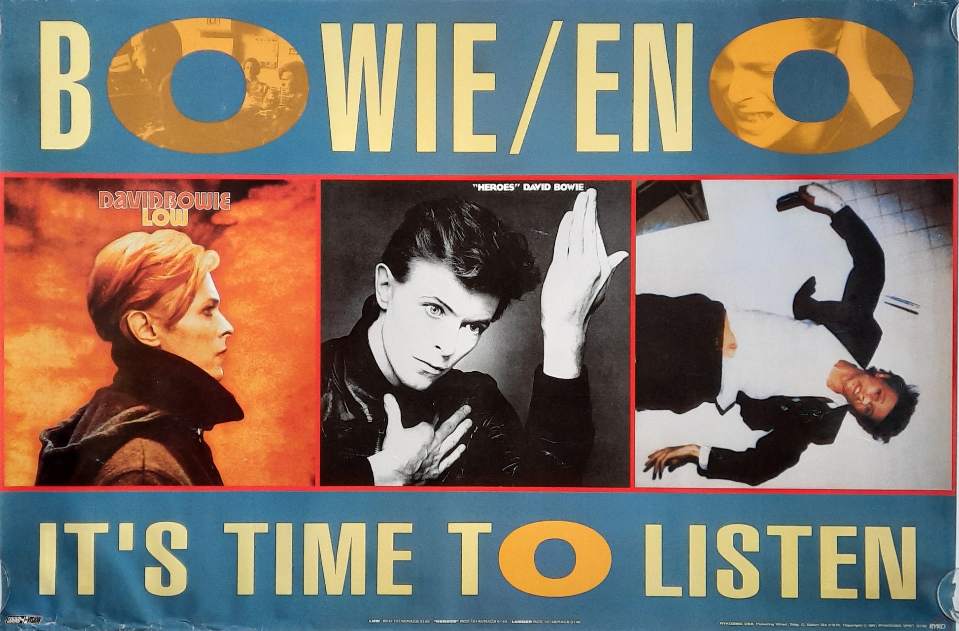 DAVID BOWIE Original Promotion Poster - 1990 Rerelease "Bowie - Brian Eno" Albums
