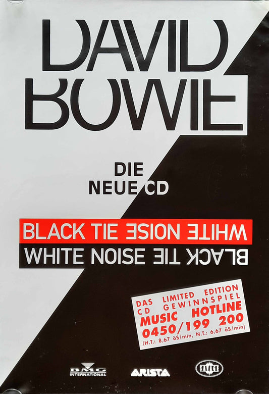 DAVID BOWIE Original Promotion Poster - 1993 Album "Black Tie White Noise" b/w version